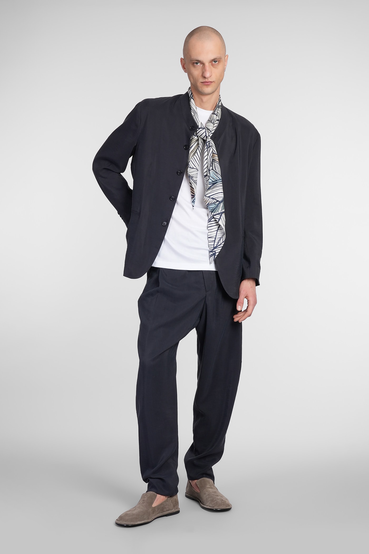 Giorgio Armani Blazer In Blue Silk In Blue