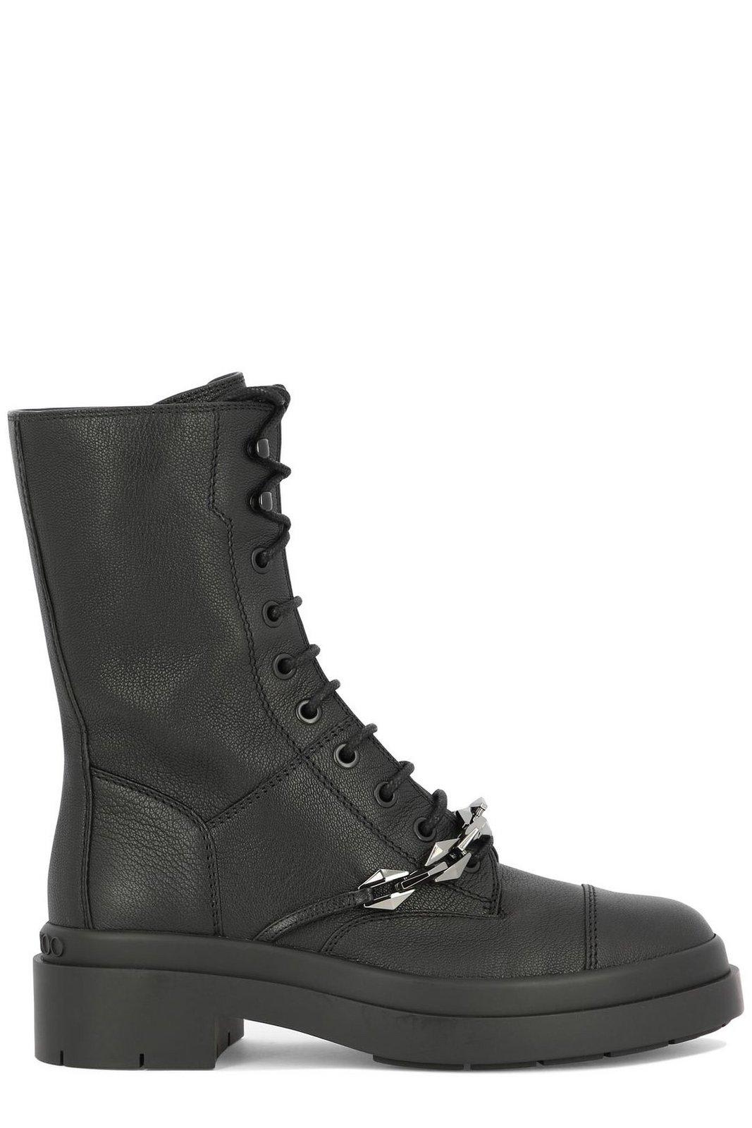 Shop Jimmy Choo Nari Combat Boots In Black Anthracite