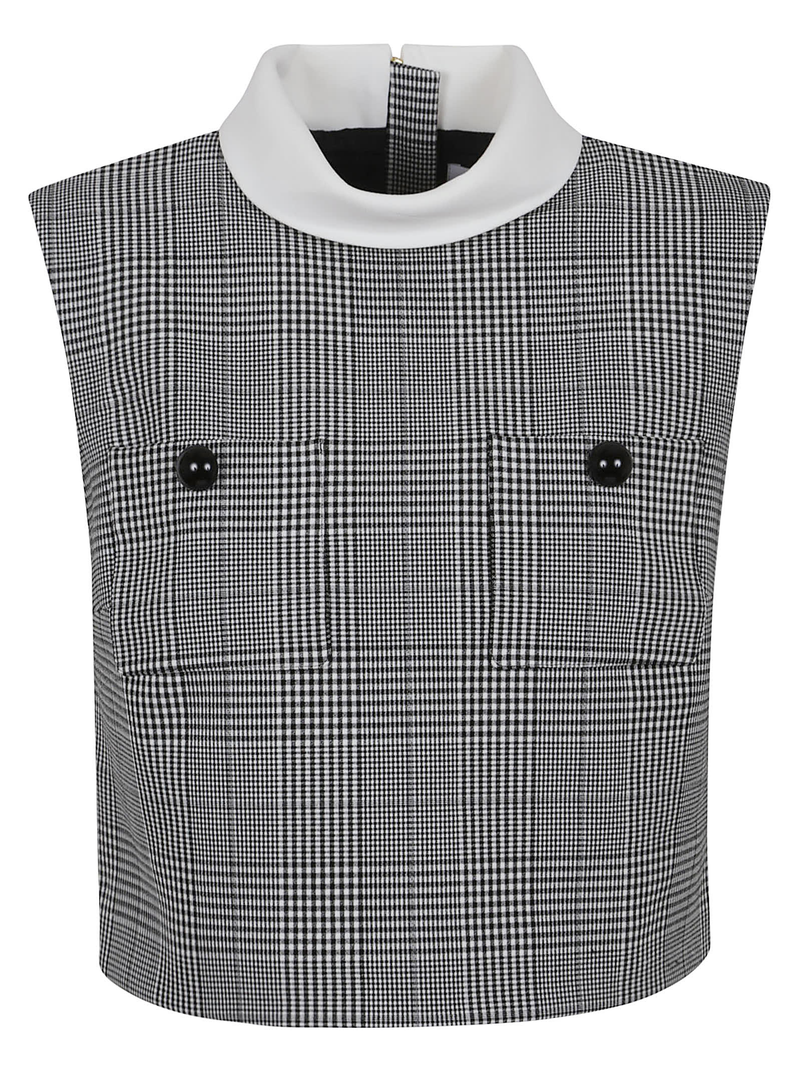 Self-portrait Prince Of Wales Check Top In Gray