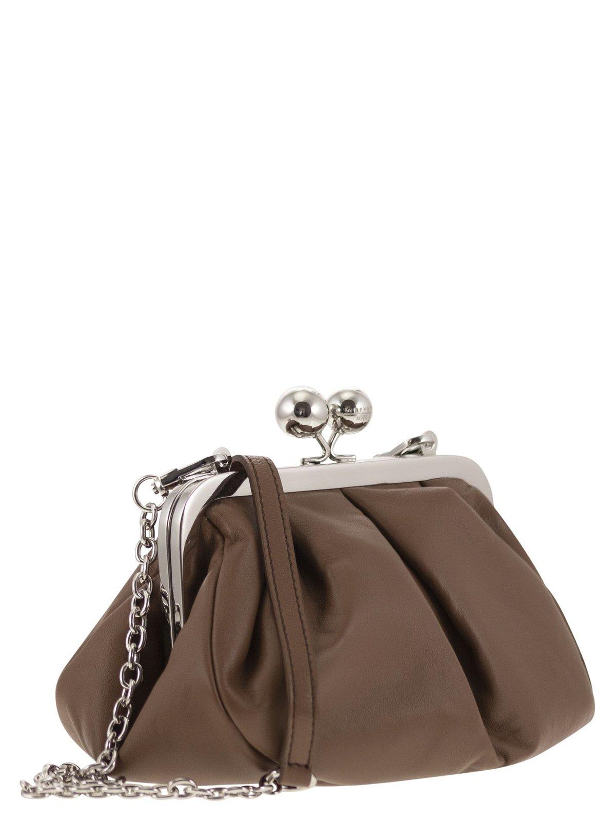 Shop Weekend Max Mara Pasticcino Chain-link Small Clutch Bag In Brown