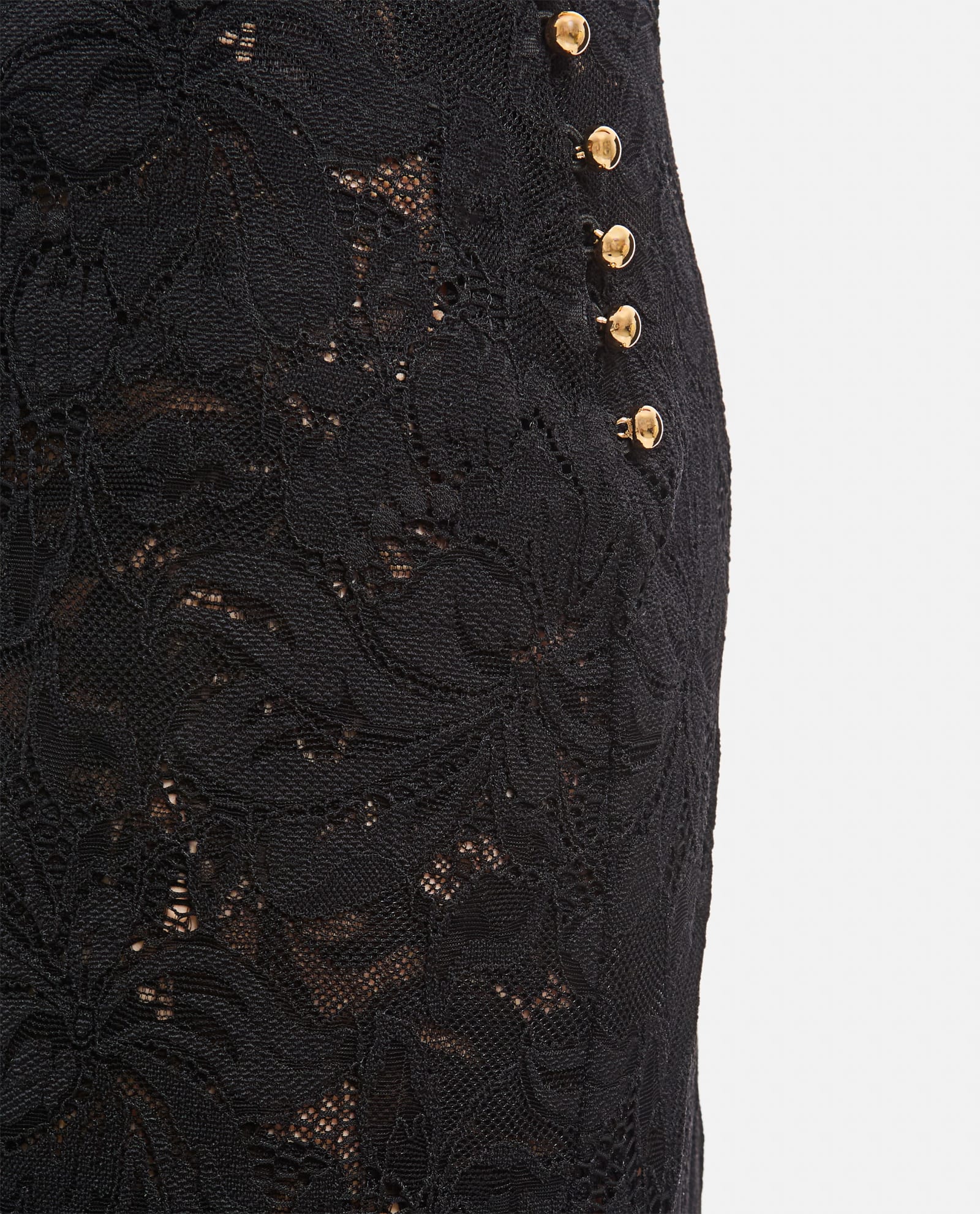 Shop Rabanne Lace Long Midi Skirt In Black