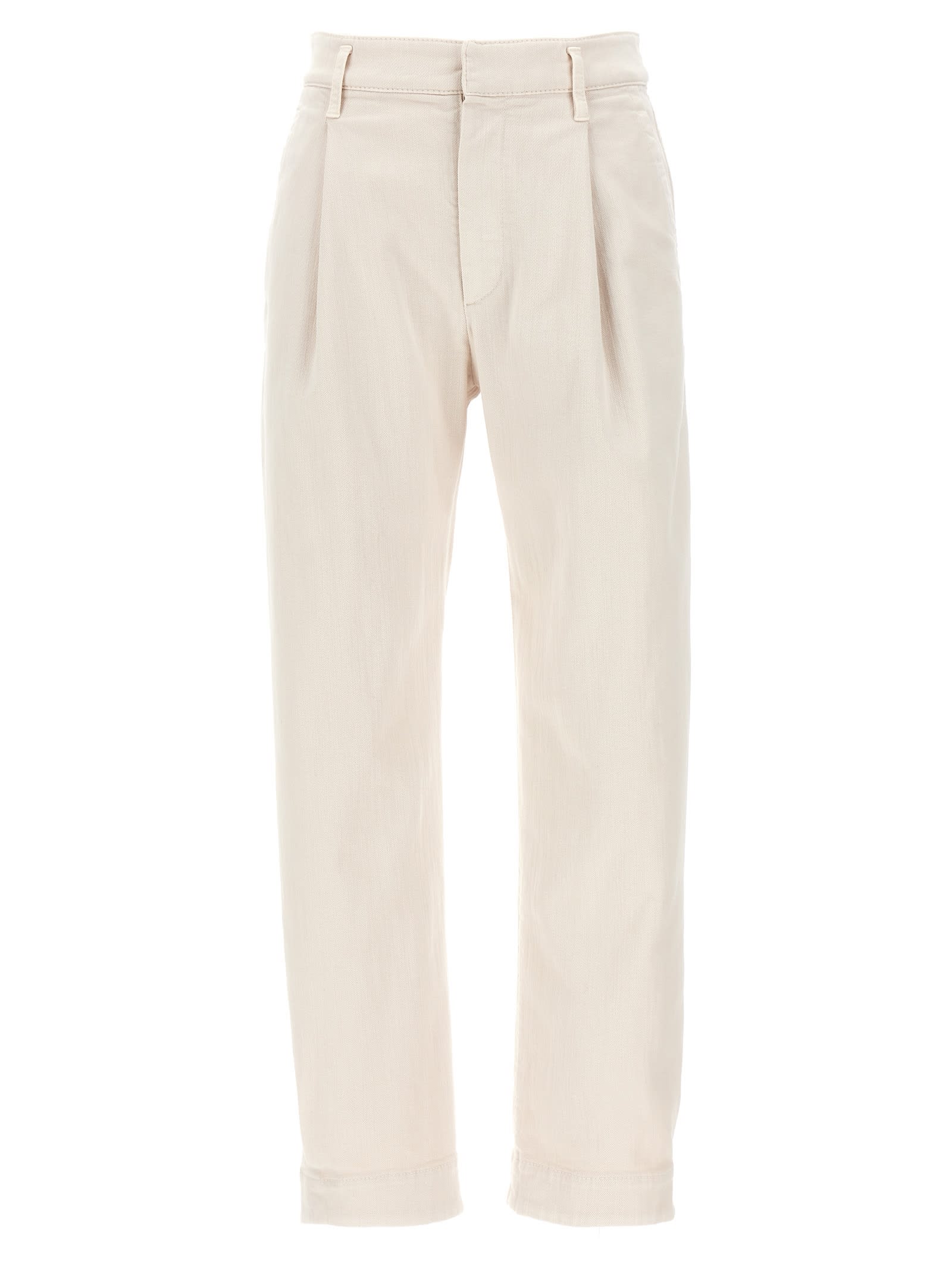 Shop Brunello Cucinelli Stretch Denim Pants In Beige