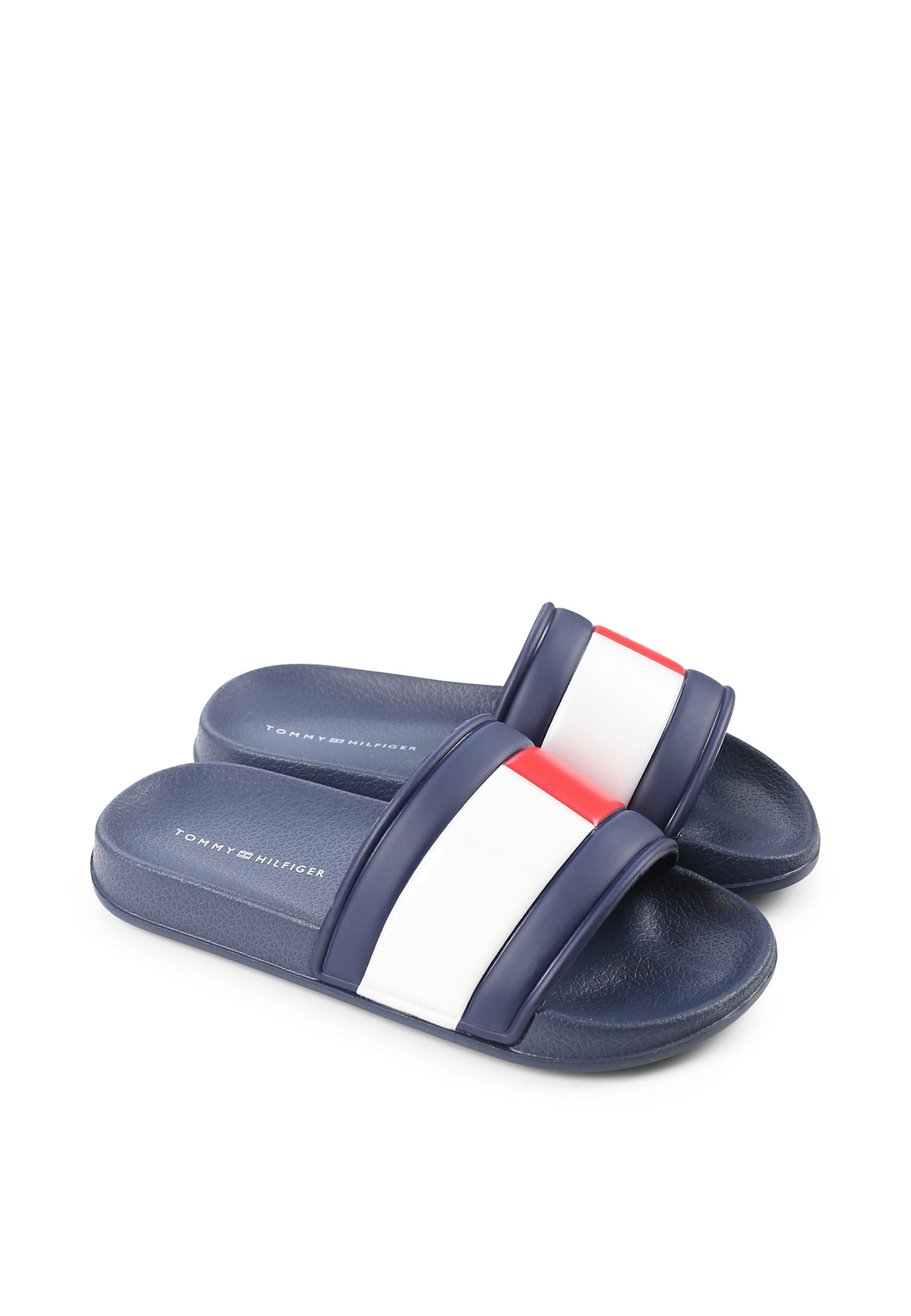 Shop Tommy Hilfiger Blue Slippers For Boy