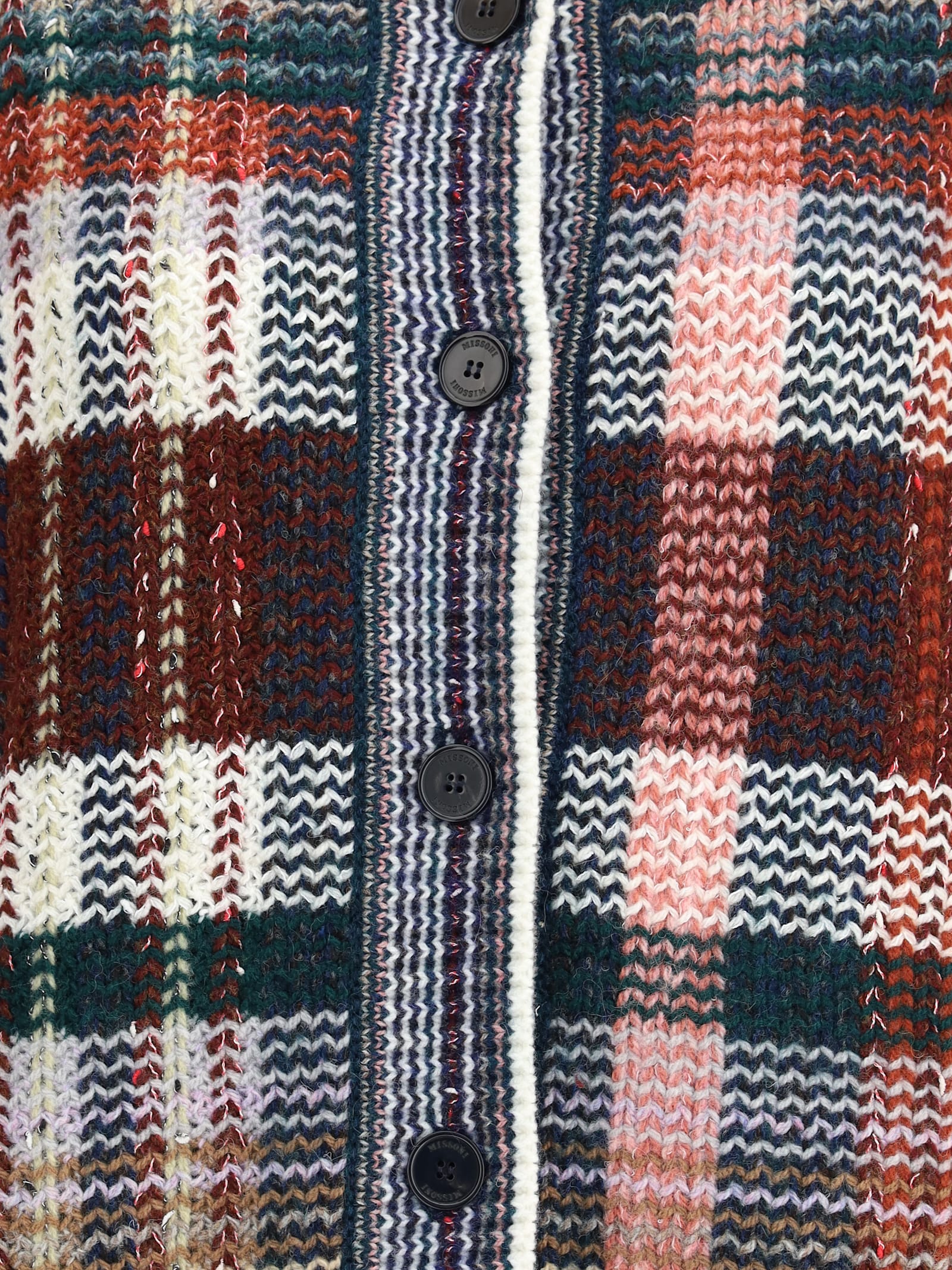 Missoni Oversized Cardigan With Embroidered Wool Blend In Green