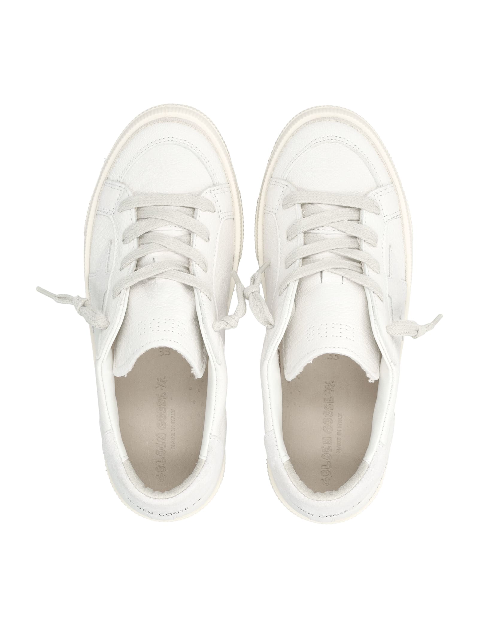 Golden Goose Kids May White Nappa Leather Sneakers In White
