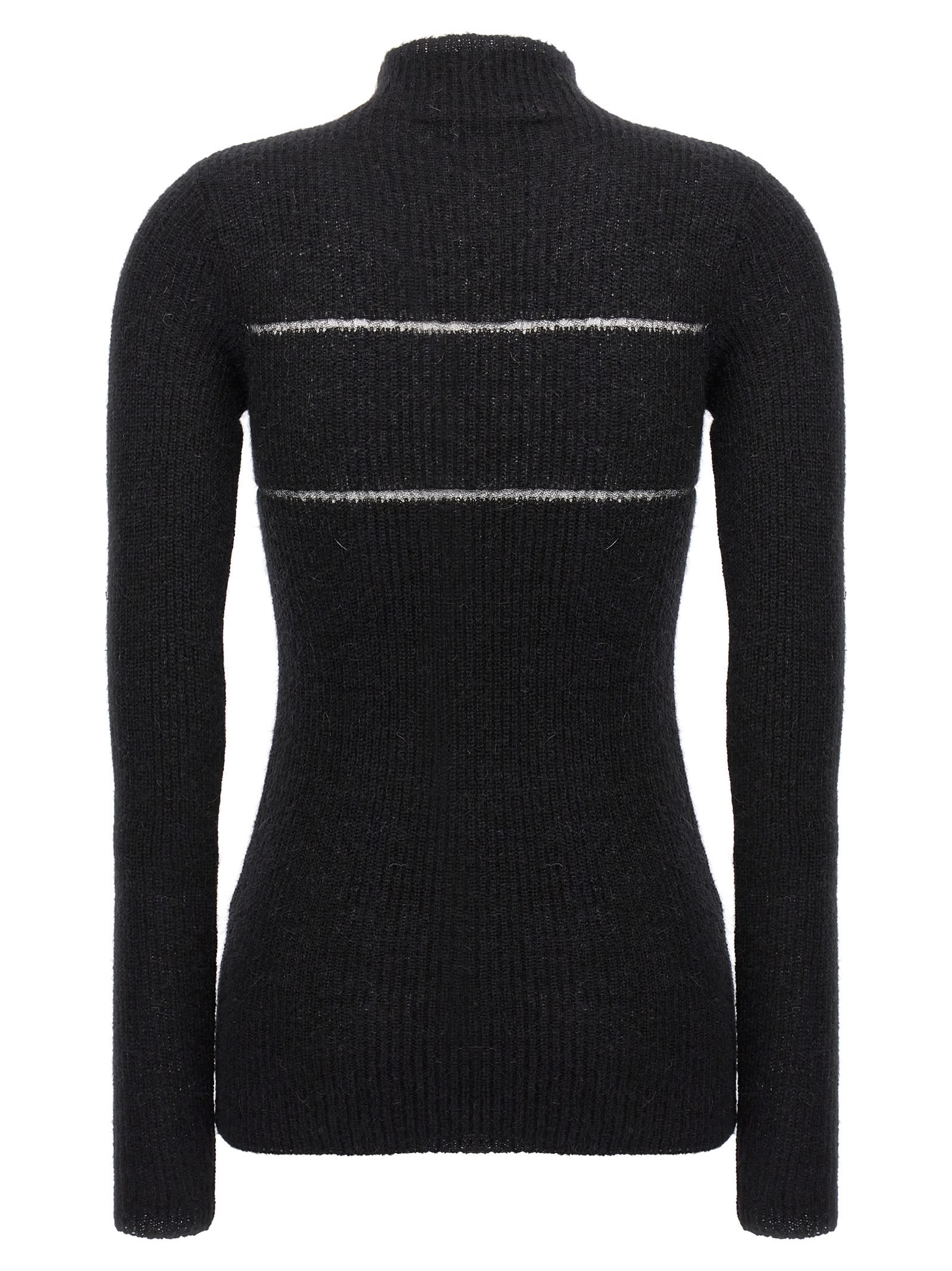 Shop Msgm Organza Insert Sweater In Black
