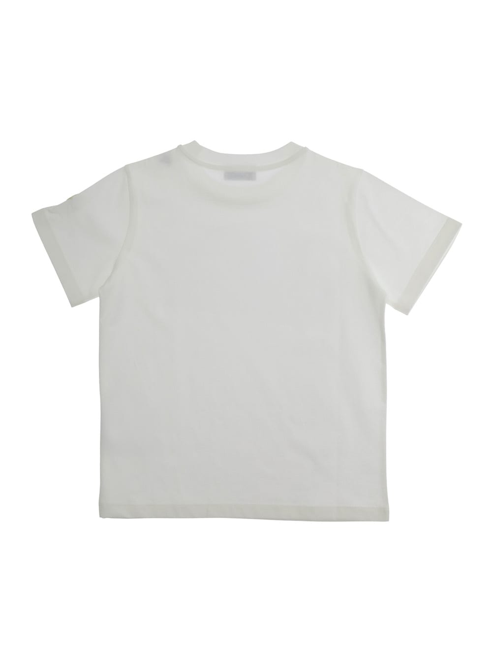 Moncler White T-shirt With Logo Print On The Front And Logo Patch On The Sleeve In Cotton Boy In White
