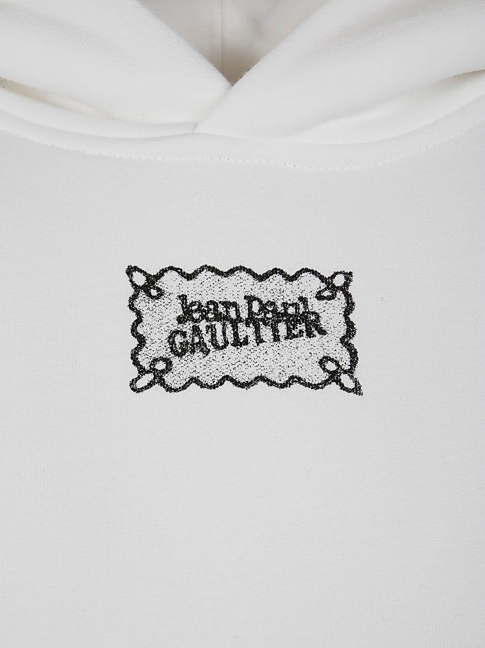 Shop Jean Paul Gaultier Cotton Oversized Hoodie With Lace Label Transfer In White Black