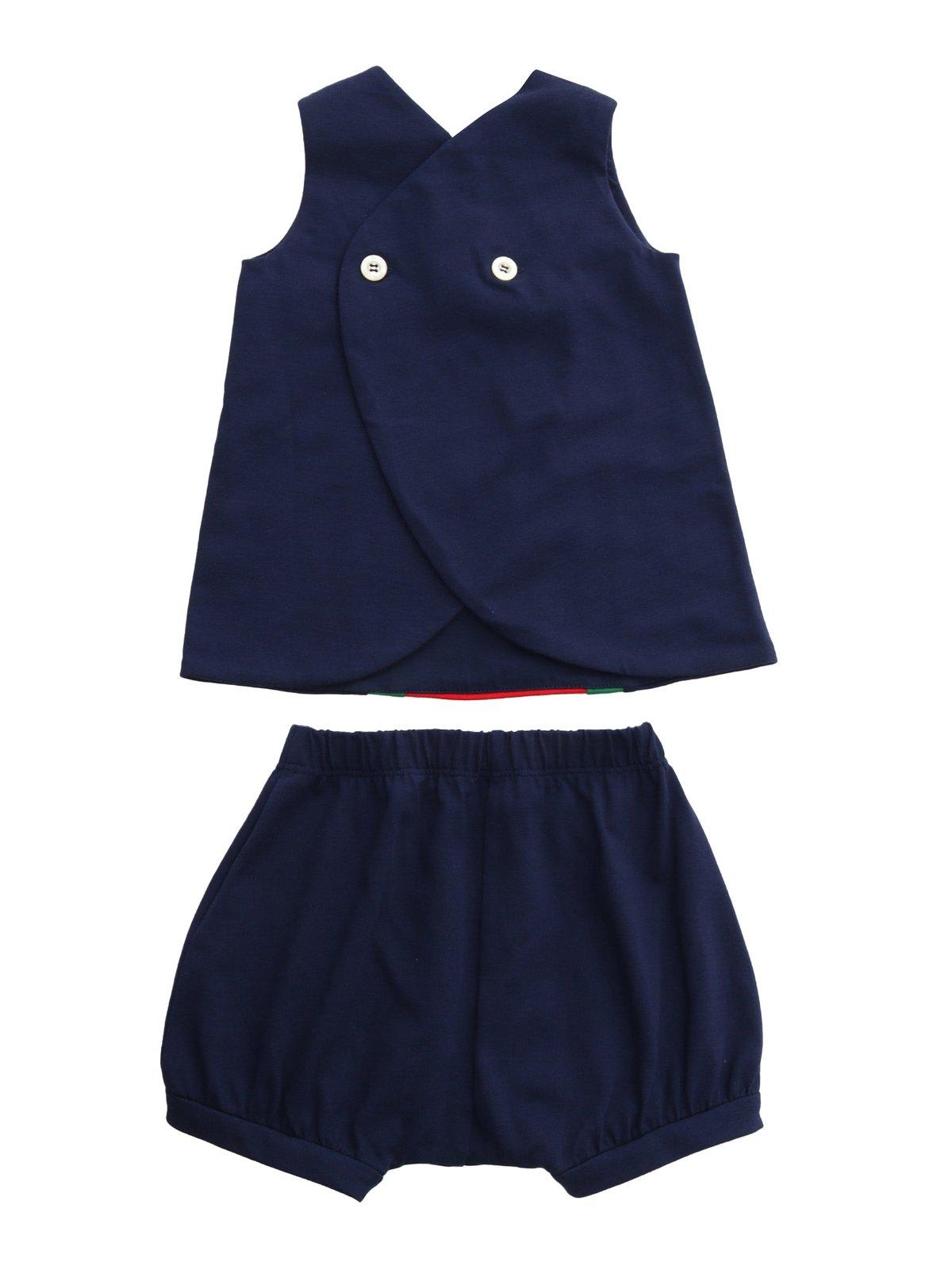 Shop Gucci Web-stripe Crewneck Vest And Shorts Set In Blu