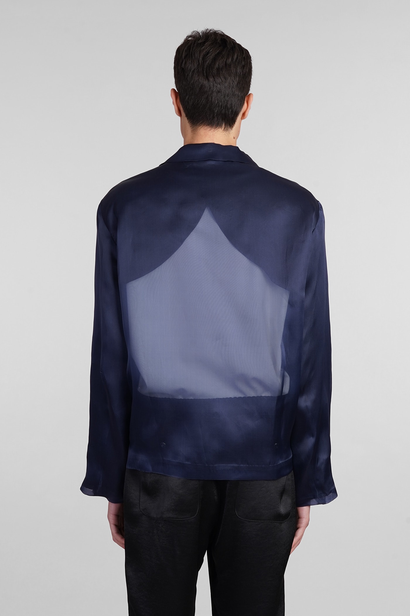 Shop 4sdesigns Casual Jacket In Blue Silk