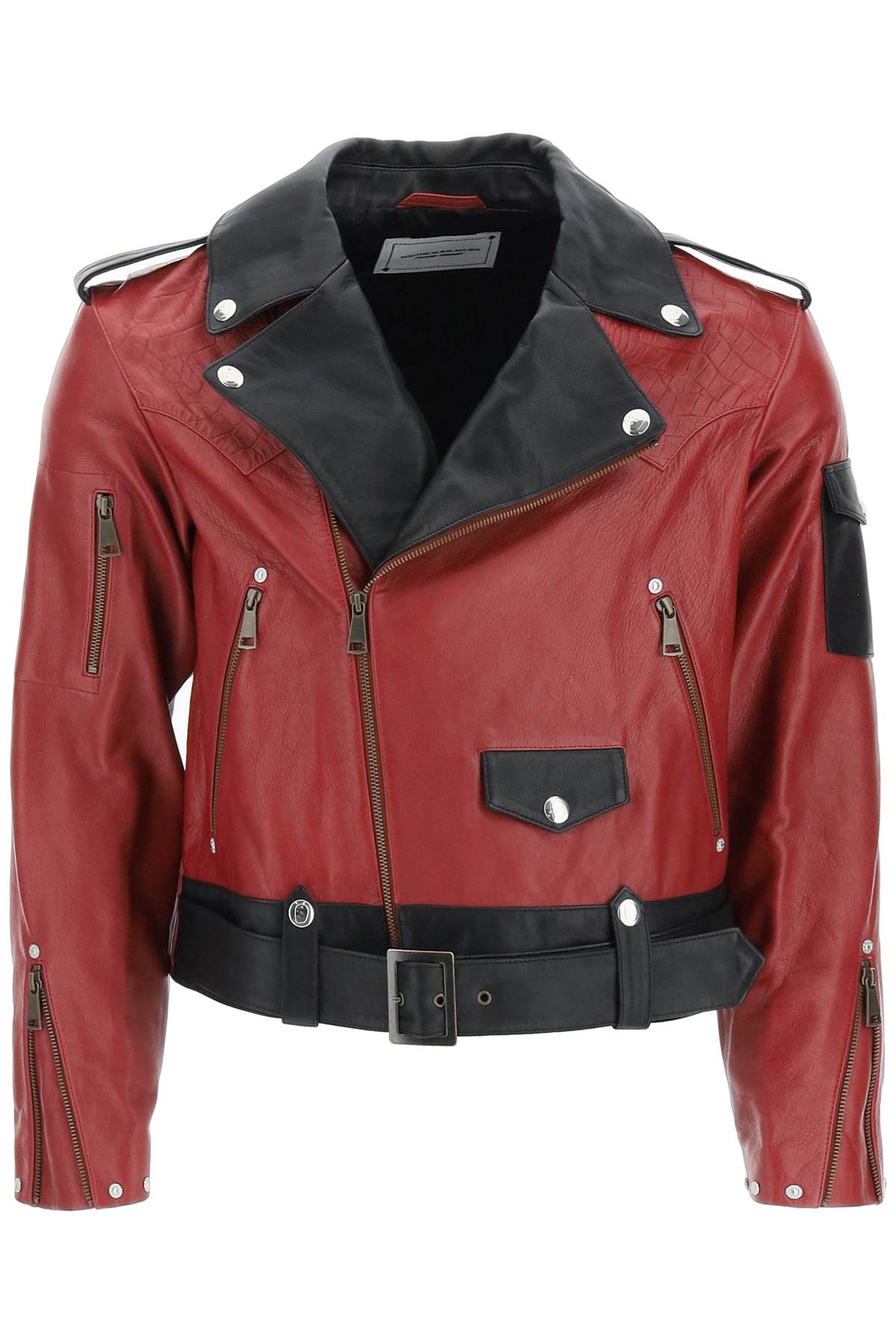 Youths In Balaclava Two-tone Leather Biker Jacket