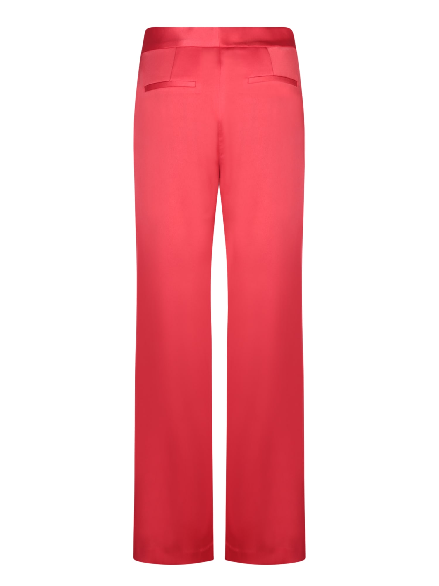 Shop Alice And Olivia Red Satin Wide Leg Trousers Alice + Olivia