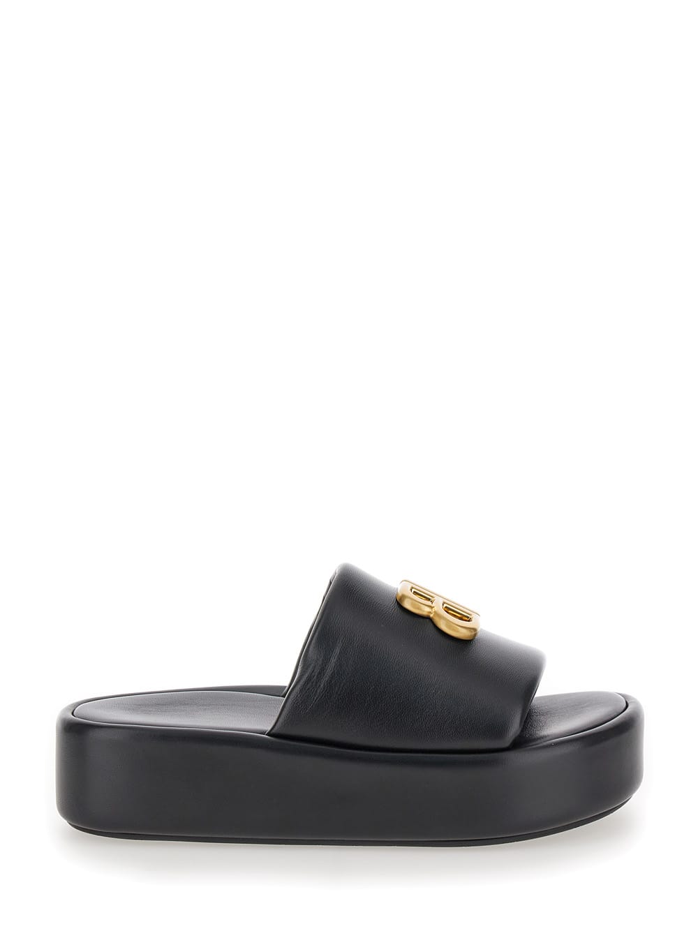 Shop Balenciaga Rise Black Slide In Leather Woman