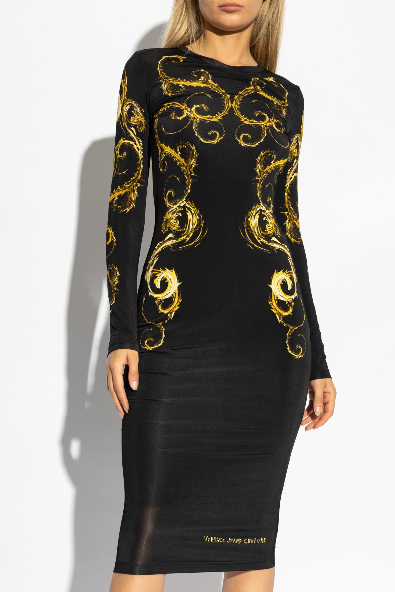 Shop Versace Jeans Couture Dress With Pattern In Black