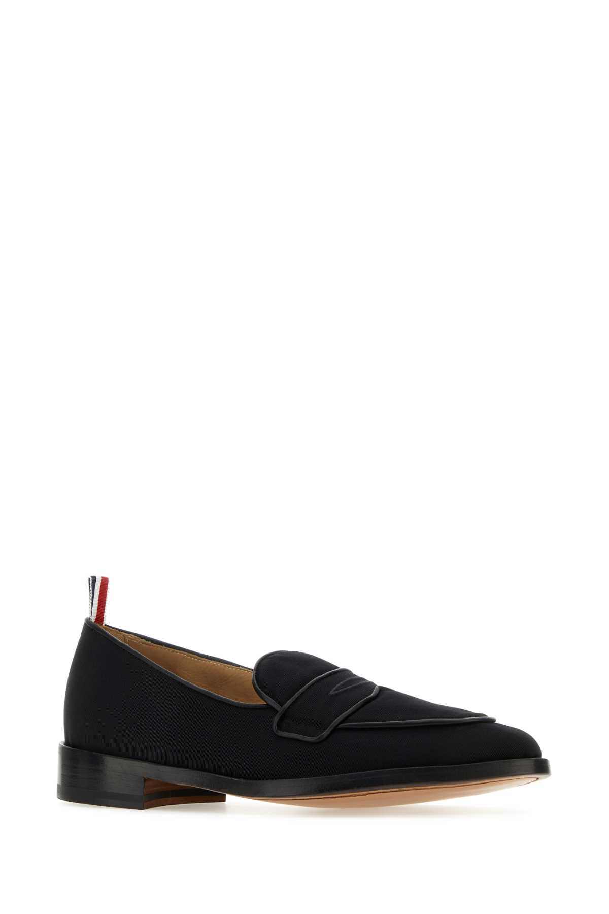 Shop Thom Browne Midnight Blue Fabric Loafers In Black