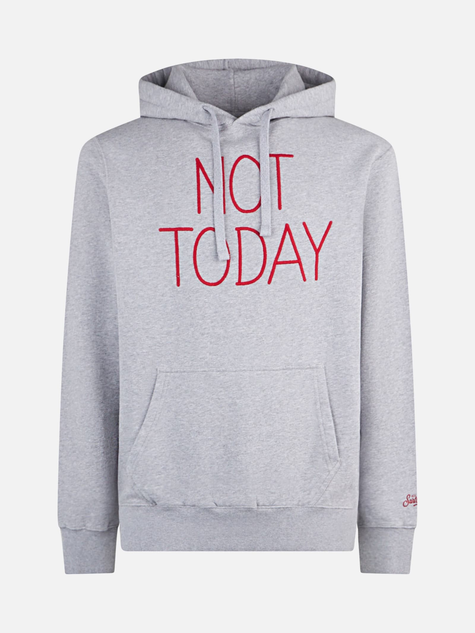 Shop Mc2 Saint Barth Man Grey Hoodie With Not Today Embroidery