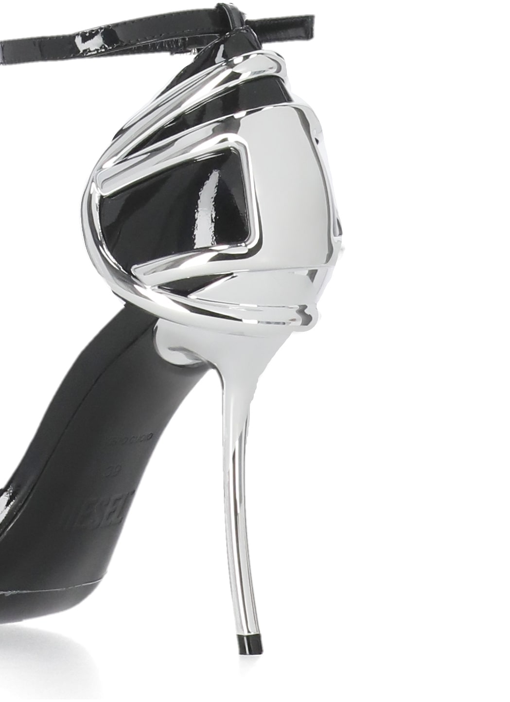 Diesel 100mm D-ten&half Metallic-accent Ankle-strap Pumps In Black