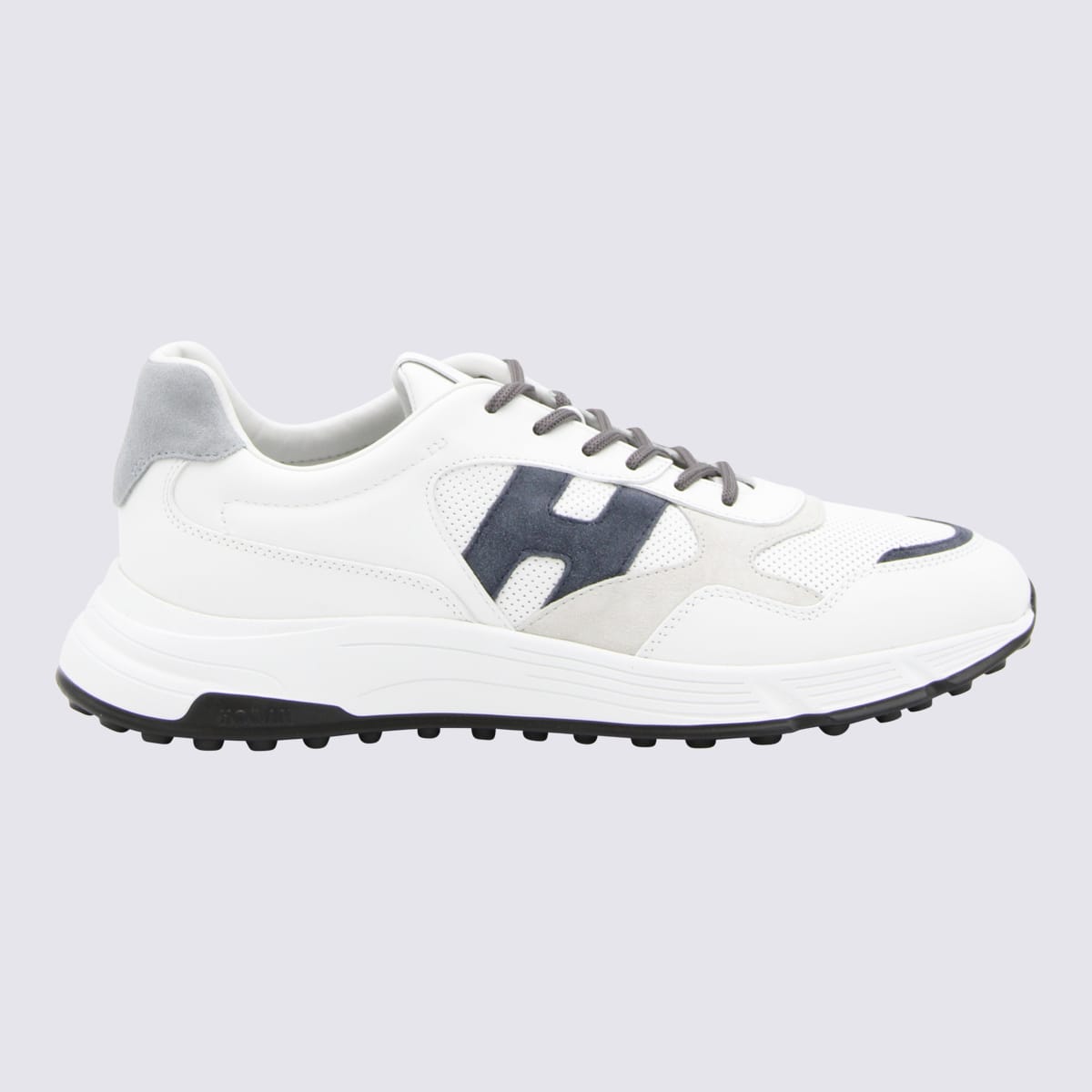 Shop Hogan White And Blue Leather Sneakers