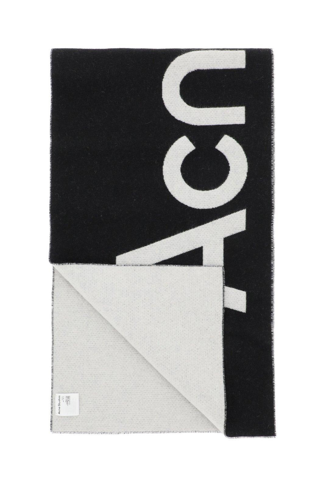 Shop Acne Studios Logo Jacquard Scarf In Black