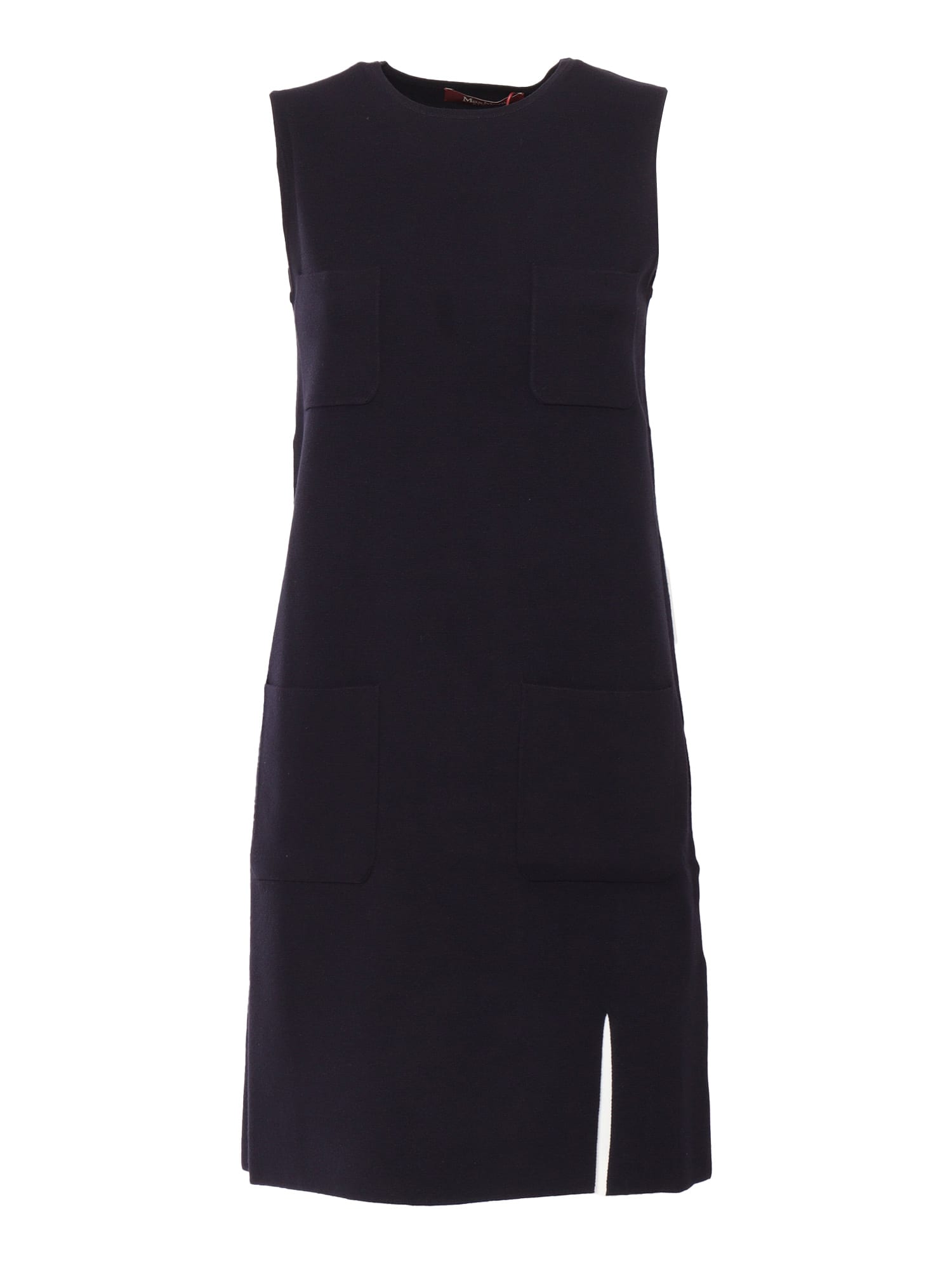 Max Mara Studio Crewneck Sleeveless Midi Dress In Blue