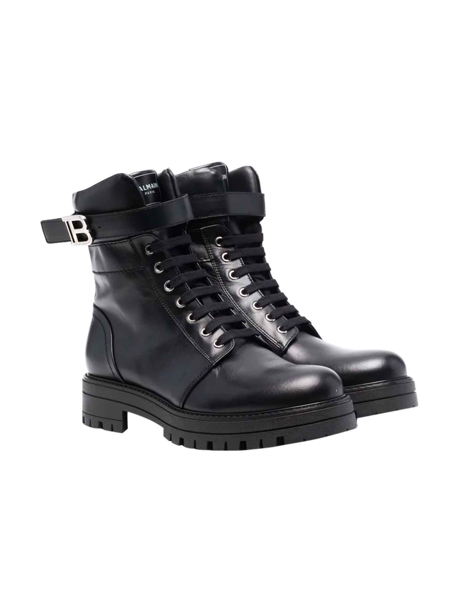Balmain Unisex Black Combat Boots