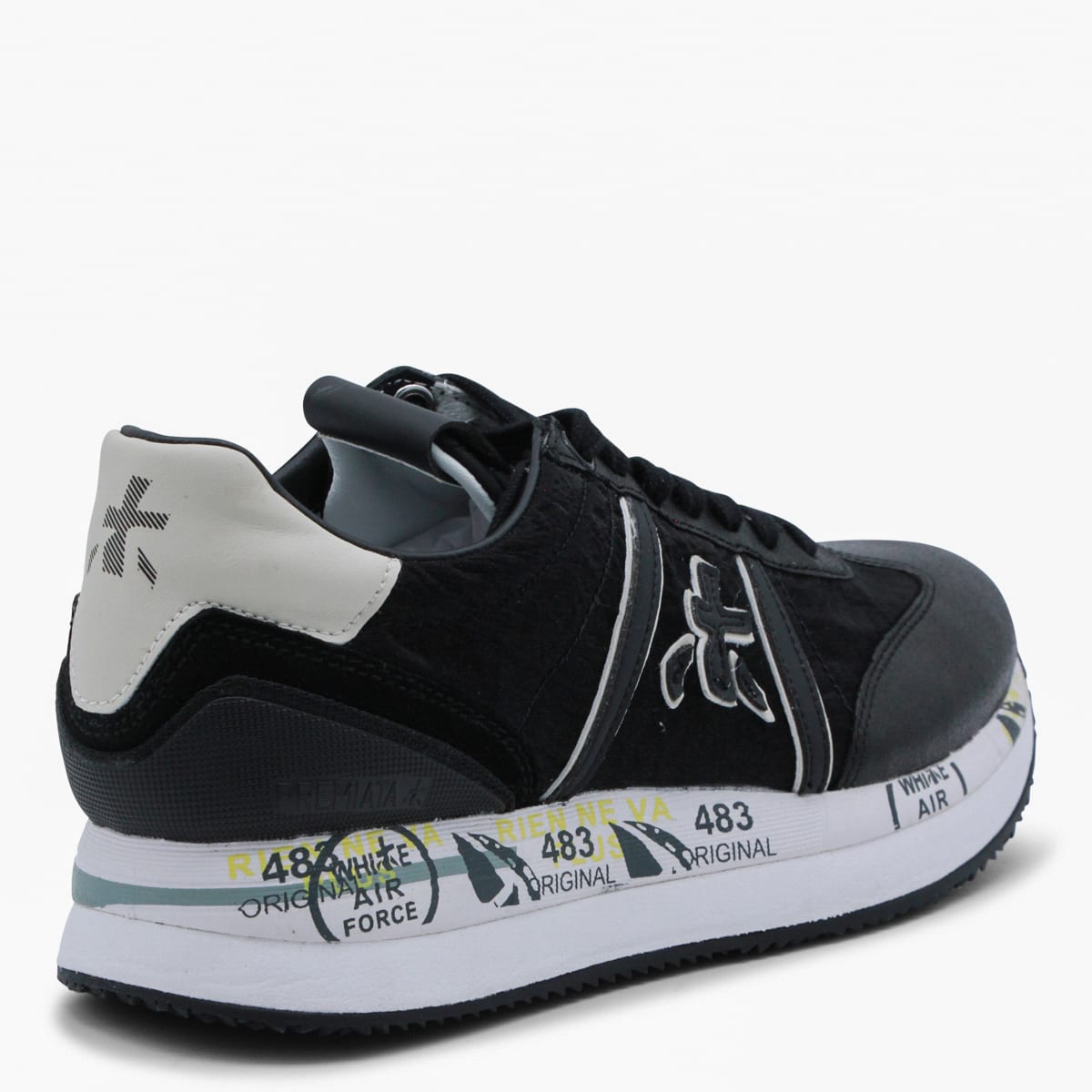 Premiata Casual Low Top Sneakers With Textured Sole In Black