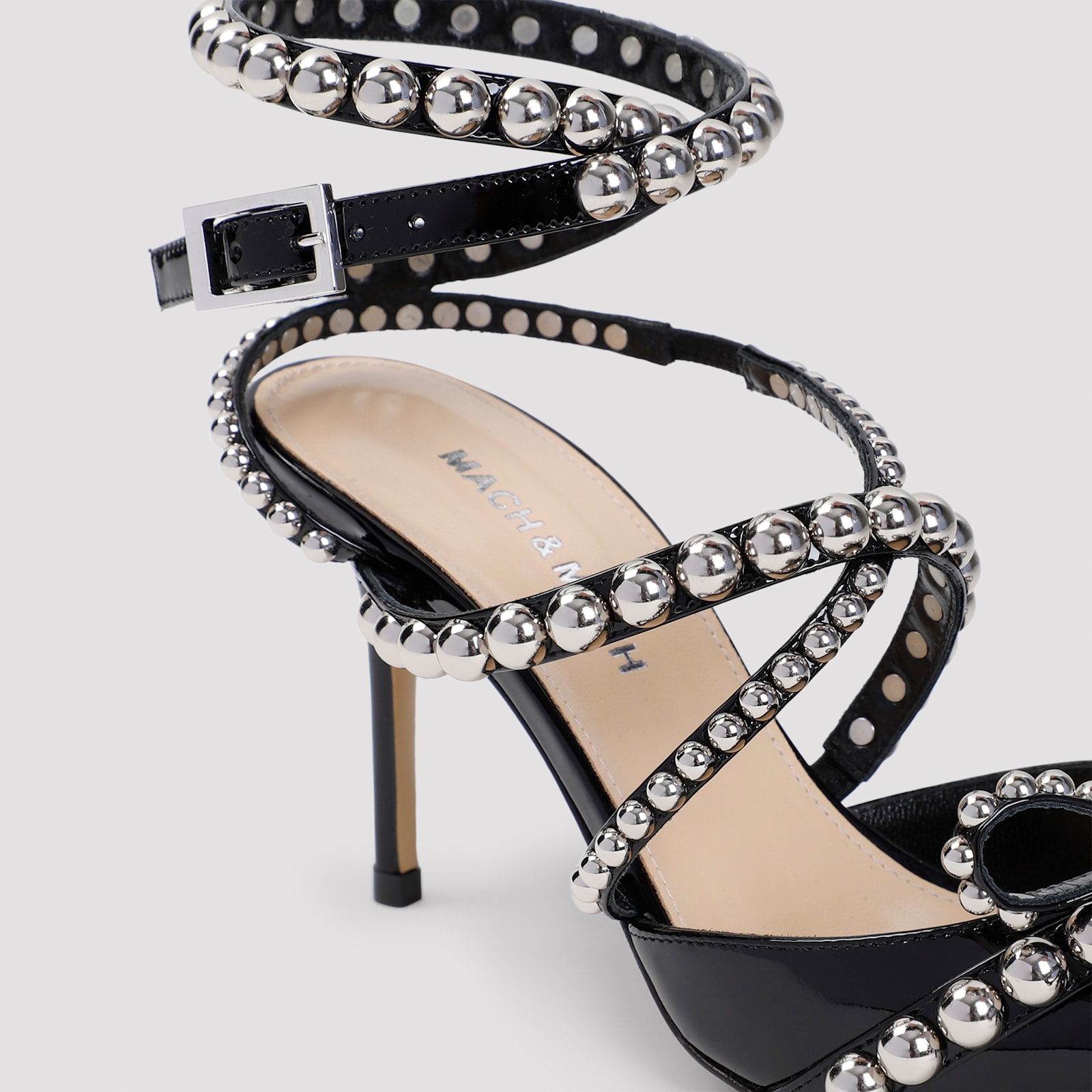 Shop Mach &amp; Mach Crystal Studs Sandals In Black