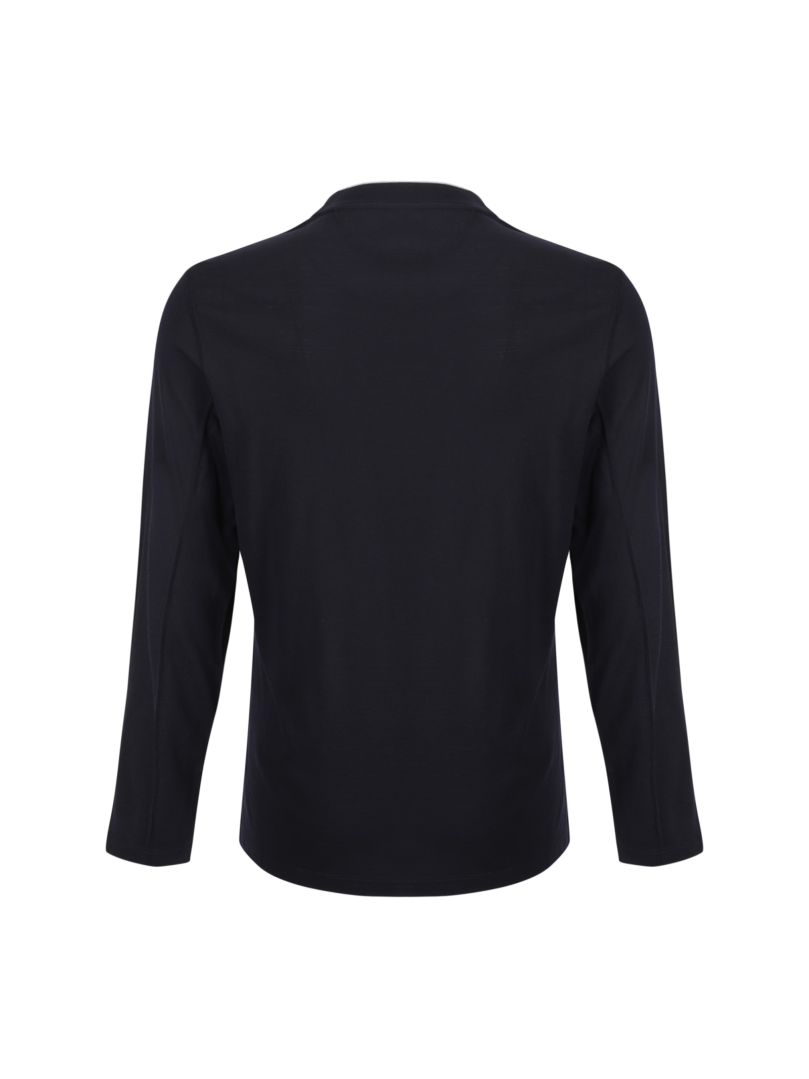 Shop Brunello Cucinelli Long Sleeve Jersey In Navy+grigio