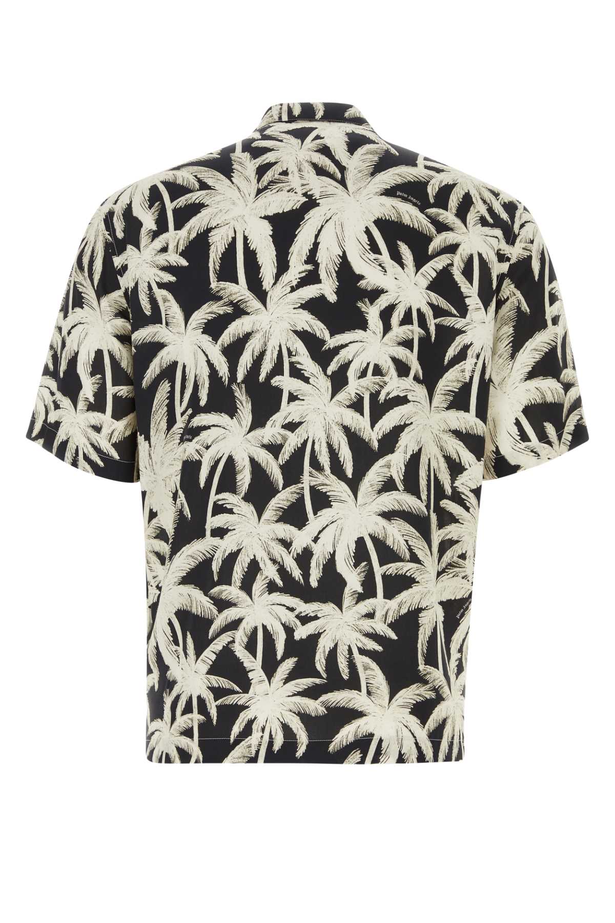 Shop Palm Angels Printed Viscose Shirt In Blackoffwhite