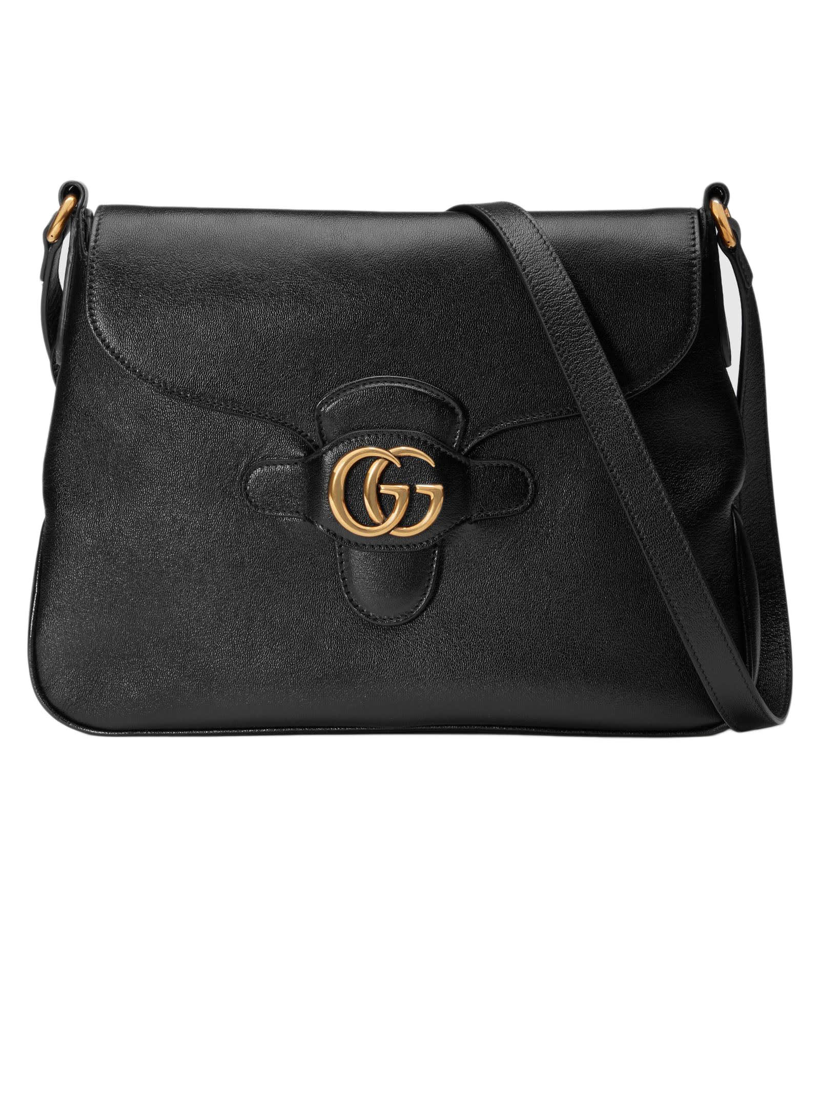 Gucci Black Leather Messenger Bag