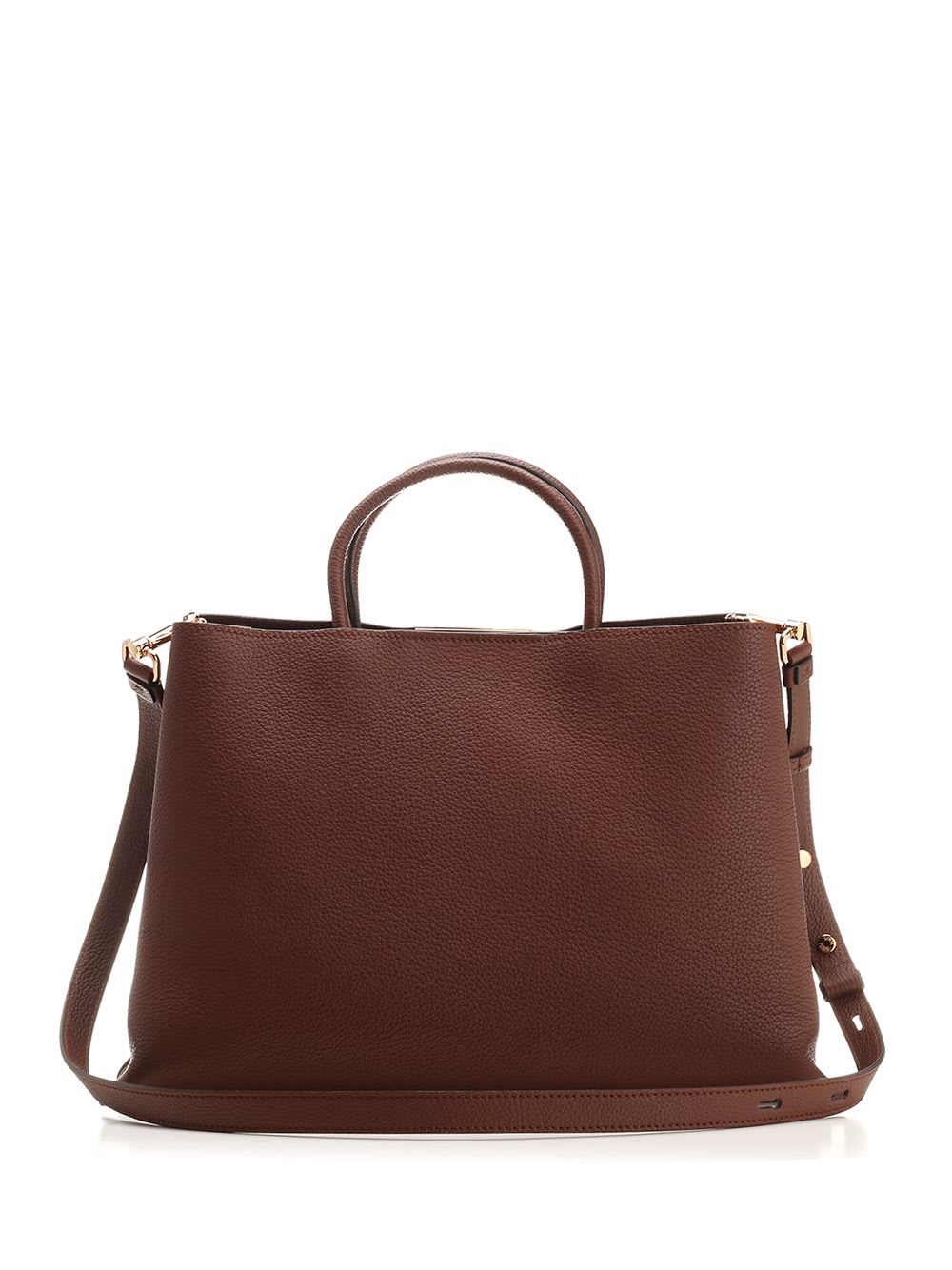 Shop Tod's Mahogany Leather Shopping Bag In Brown