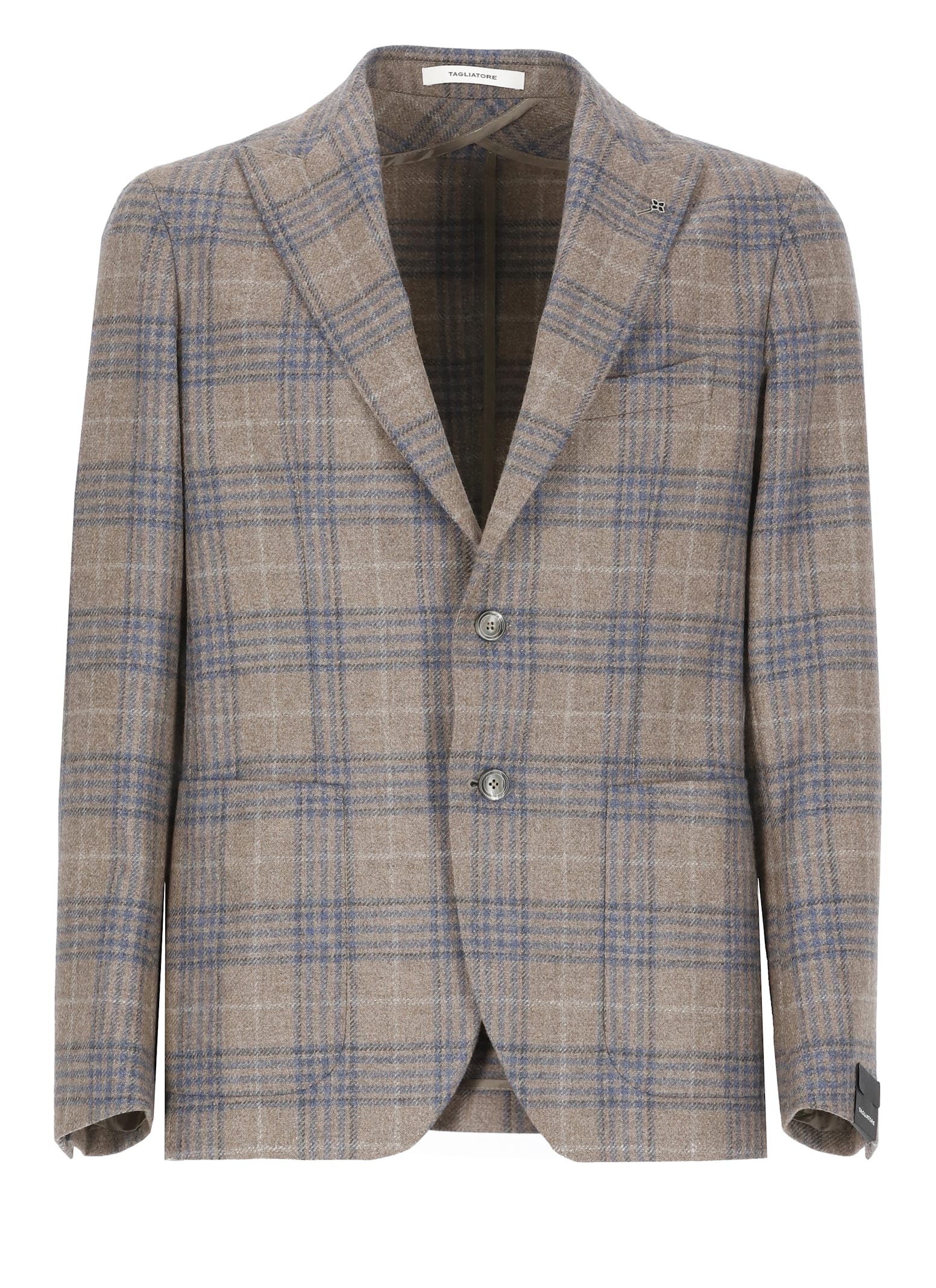 Shop Tagliatore Tartan Jacket In Brown