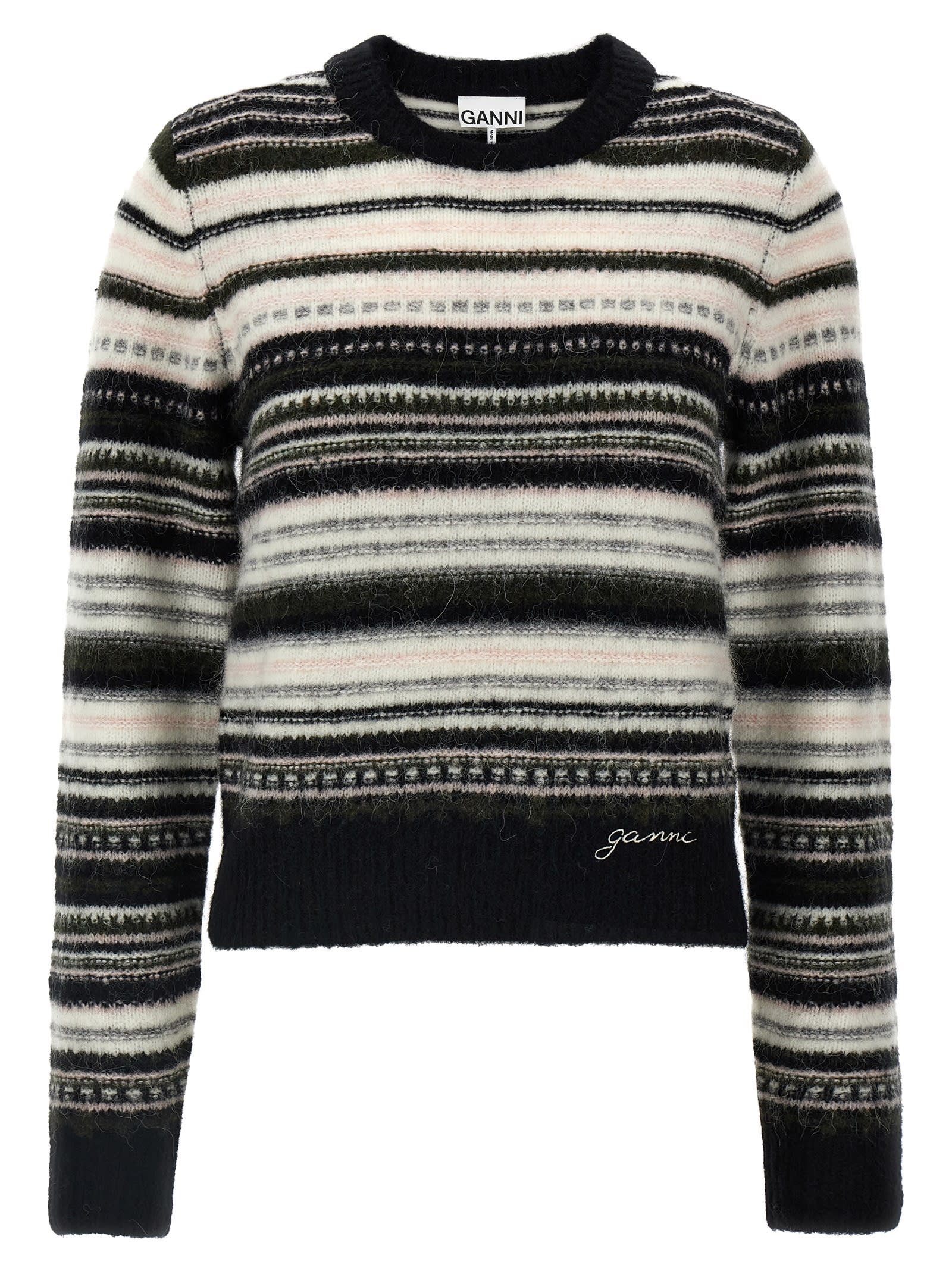 Shop Ganni Striped Sweater In Multicolor