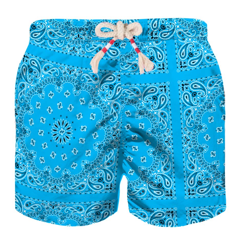 MC2 Saint Barth Light Blue Bandana Boy Swimshorts