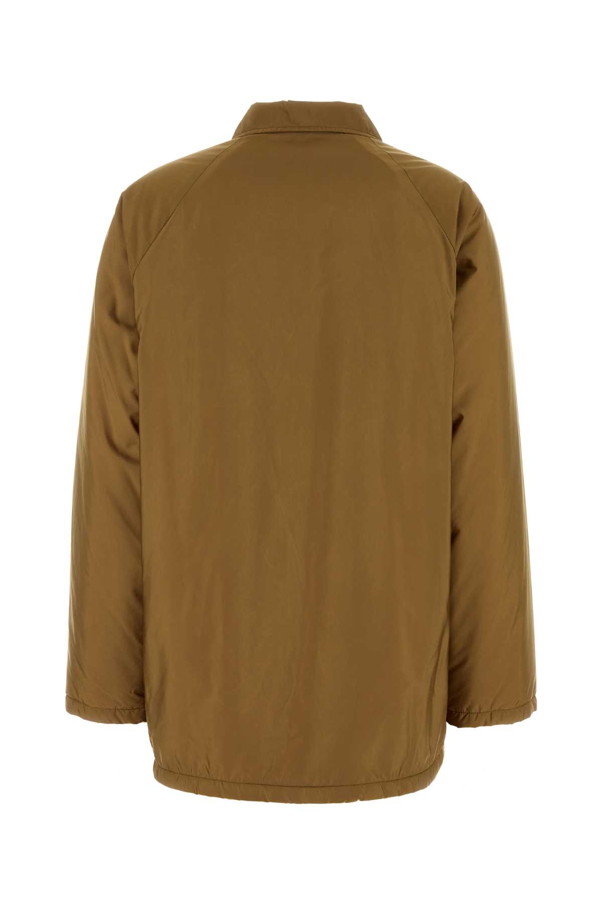 Prada Re-nylon Jacket Collared Neck In Brown