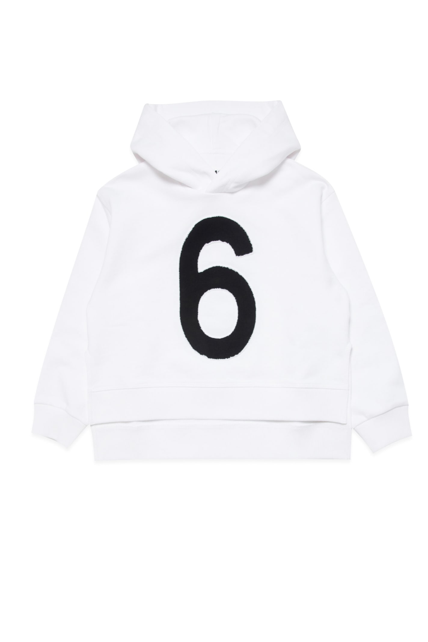 Maison Margiela Kids' Mm6s87u Sweat-shirt  Hooded Sweatshirt With Inlay 6 Logo In White