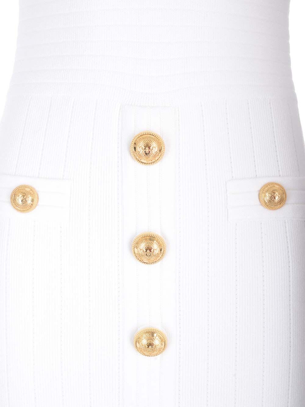 Shop Balmain Short Knitted Dress In White