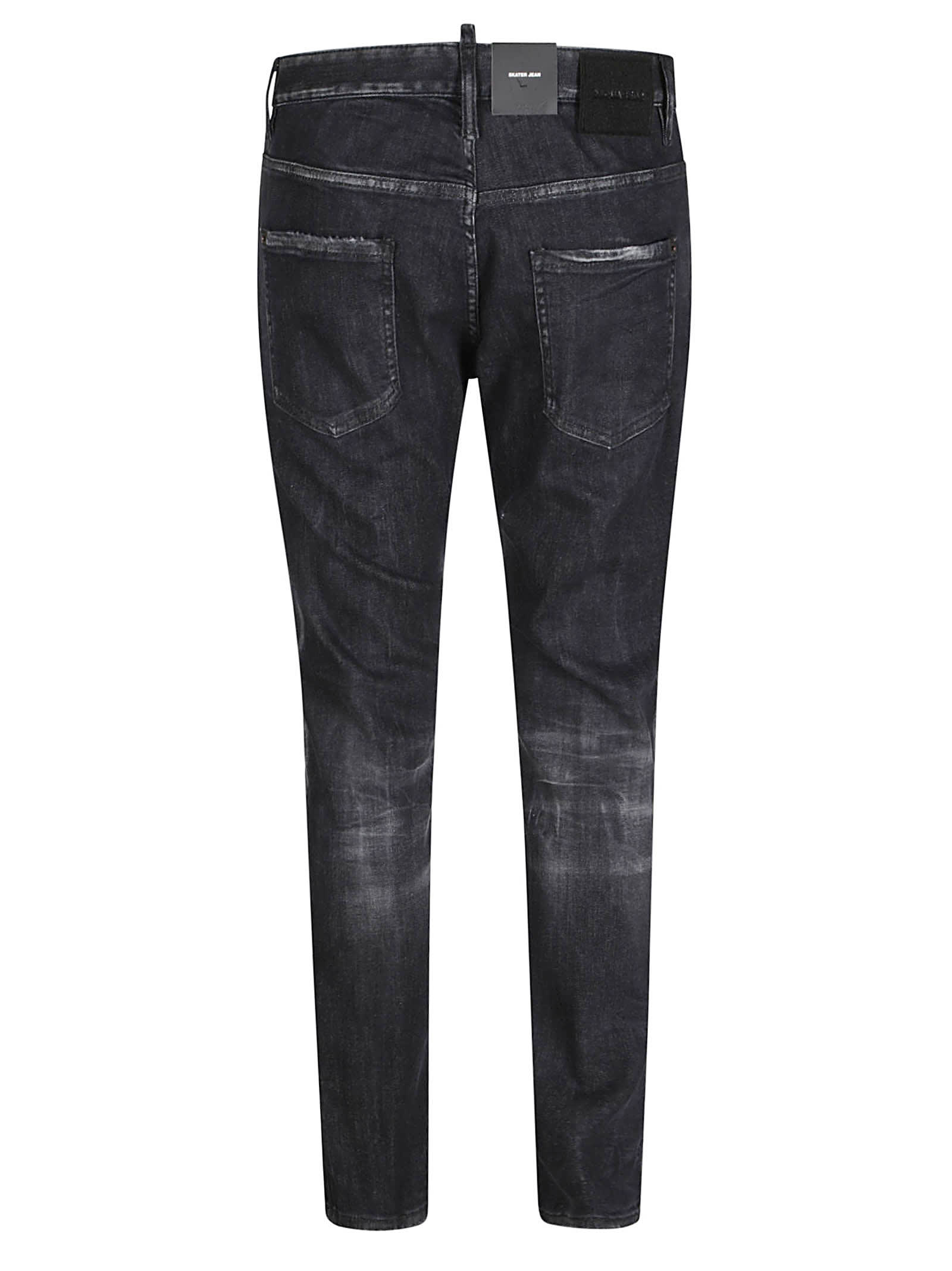 Shop Dsquared2 Button Fitted Jeans In Black
