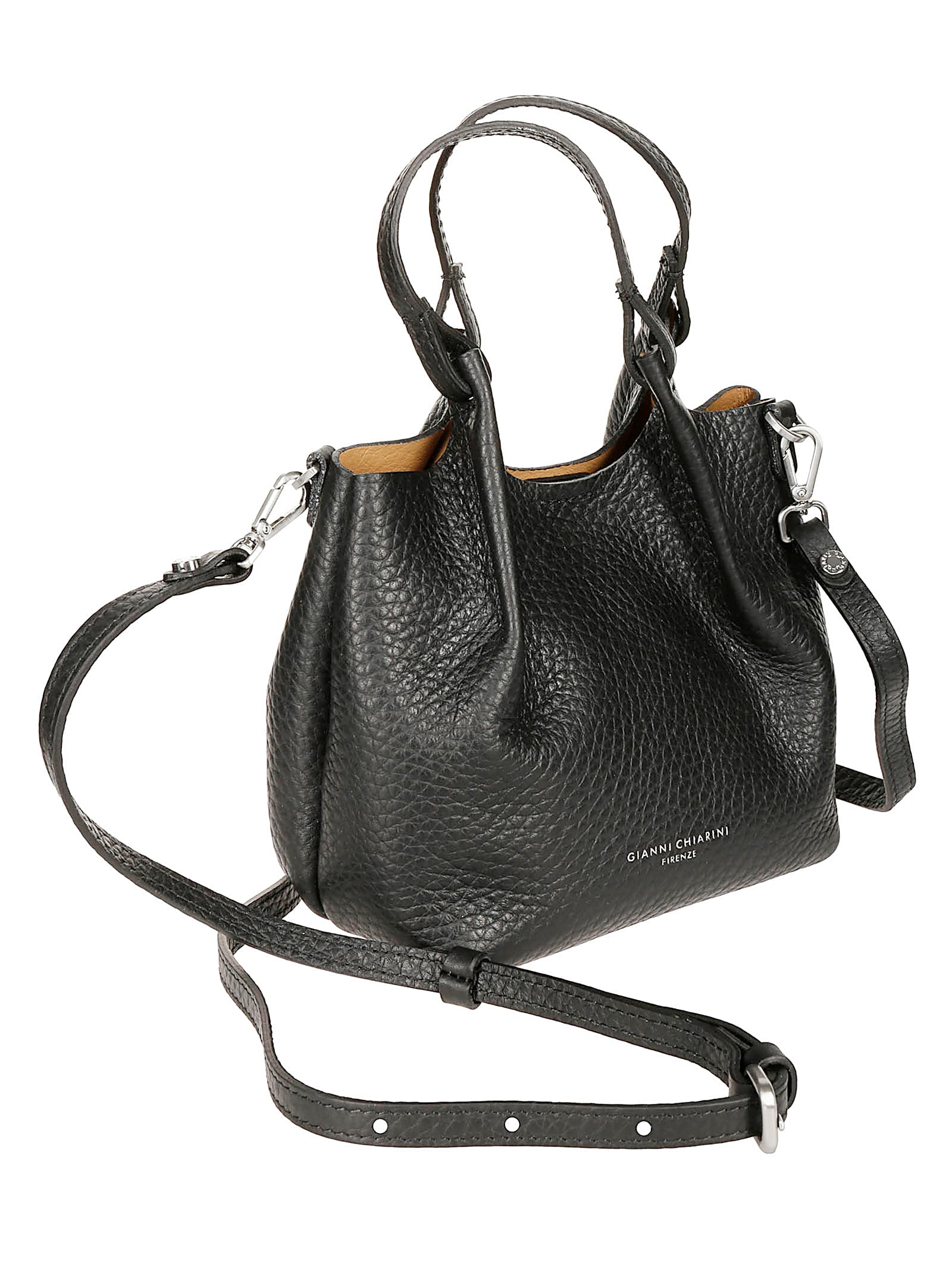 Gianni Chiarini Calf Leather Shoulder Bag With Versatile Carrying Options In Black