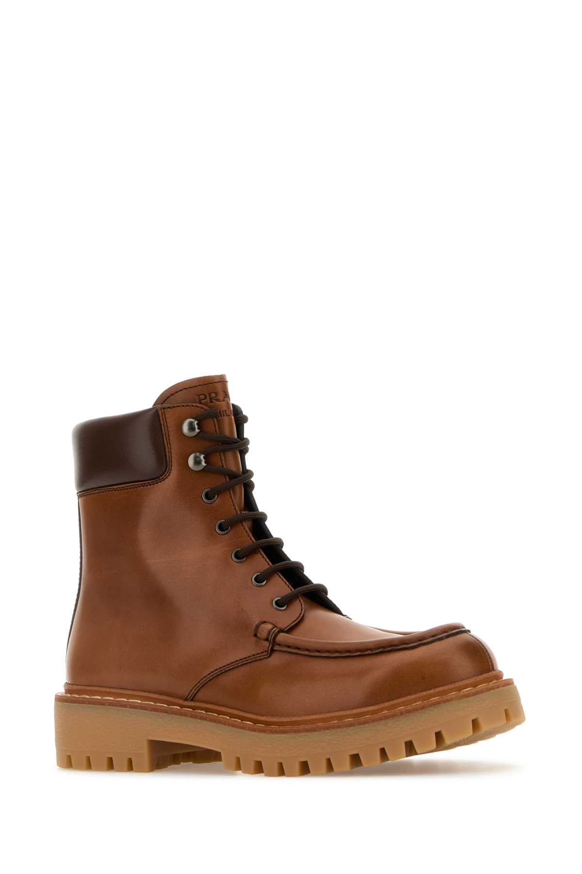 Prada Women Caramel Leather Ankle Boots
