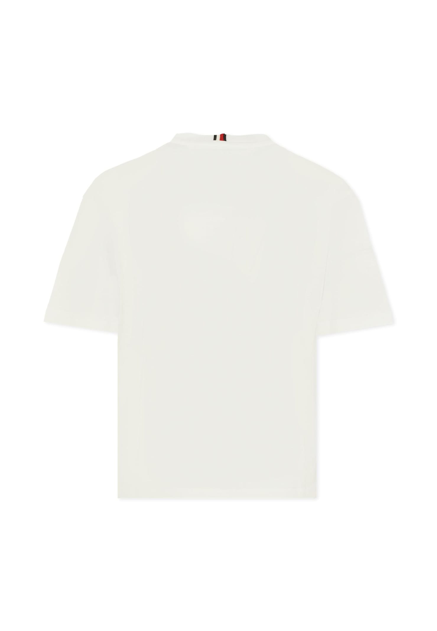 Tommy Hilfiger White T-shirt For Kids With Flag In White