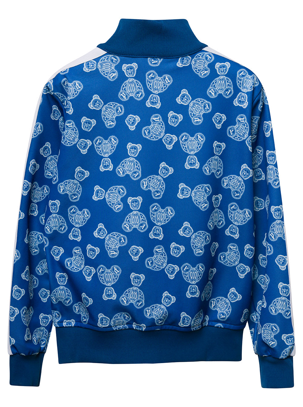 Shop Palm Angels Blue Track Sweatshirt With All-over Paisley Print In Cotton Blend Boy