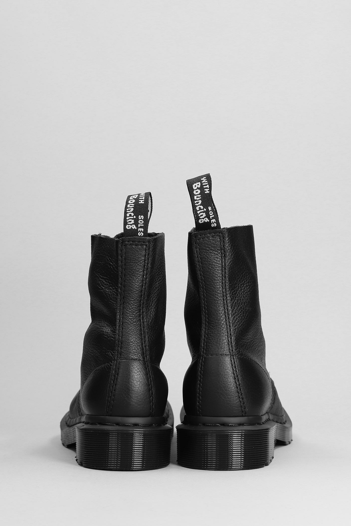 Dr. Martens' 1460 Mono Combat Boots In Black Leather In Black