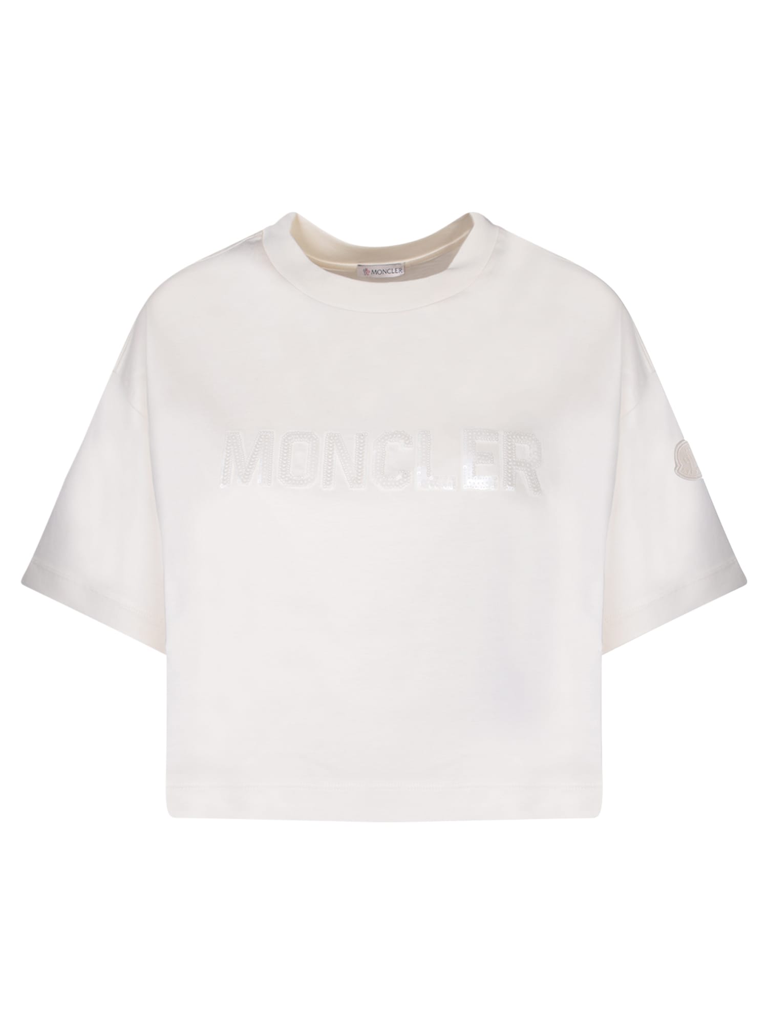 Shop Moncler Oversize Ivory T-shirt In White