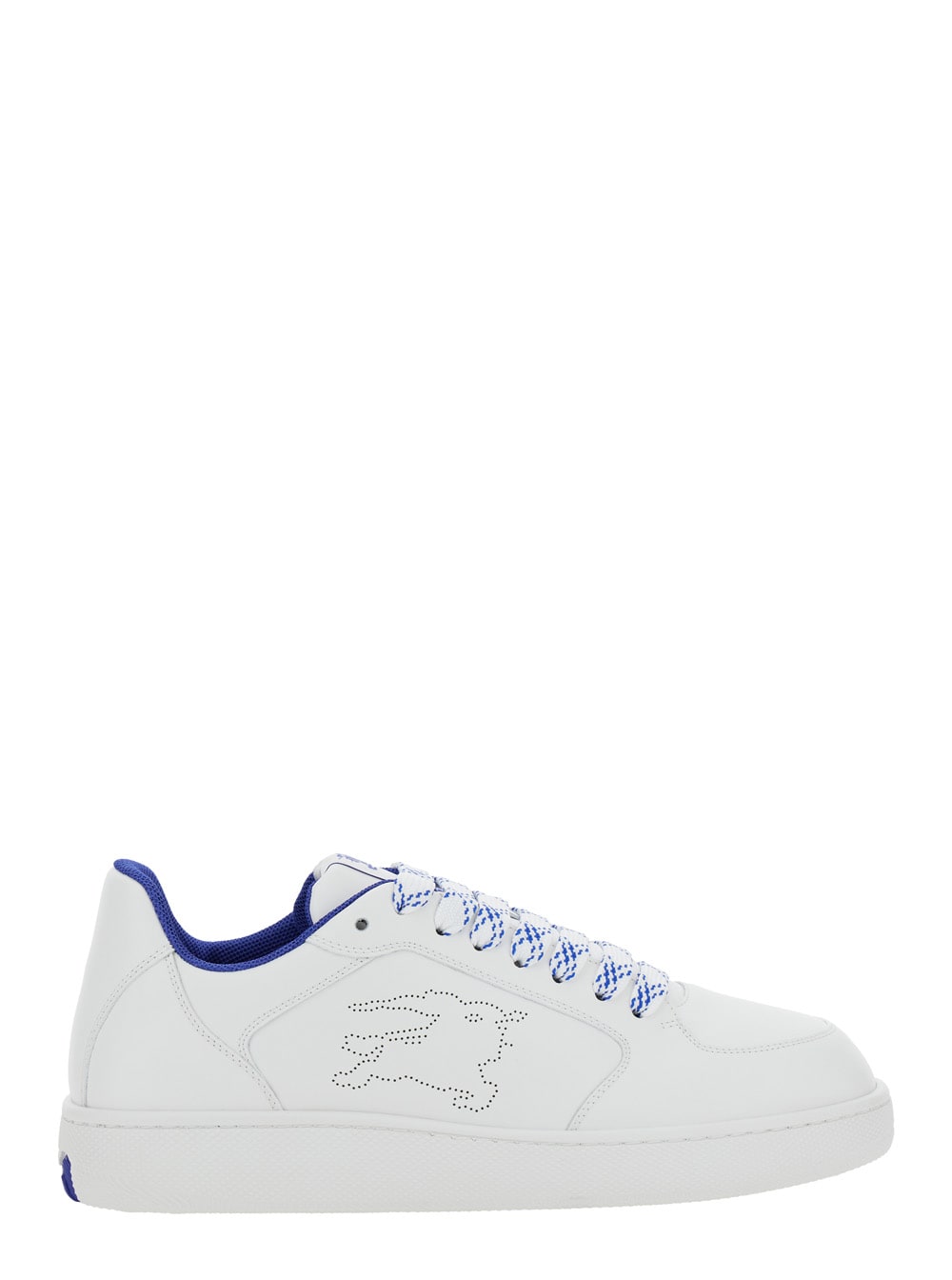 Shop Burberry White Sneakers With Ekd Logo On The Side In Leather Man