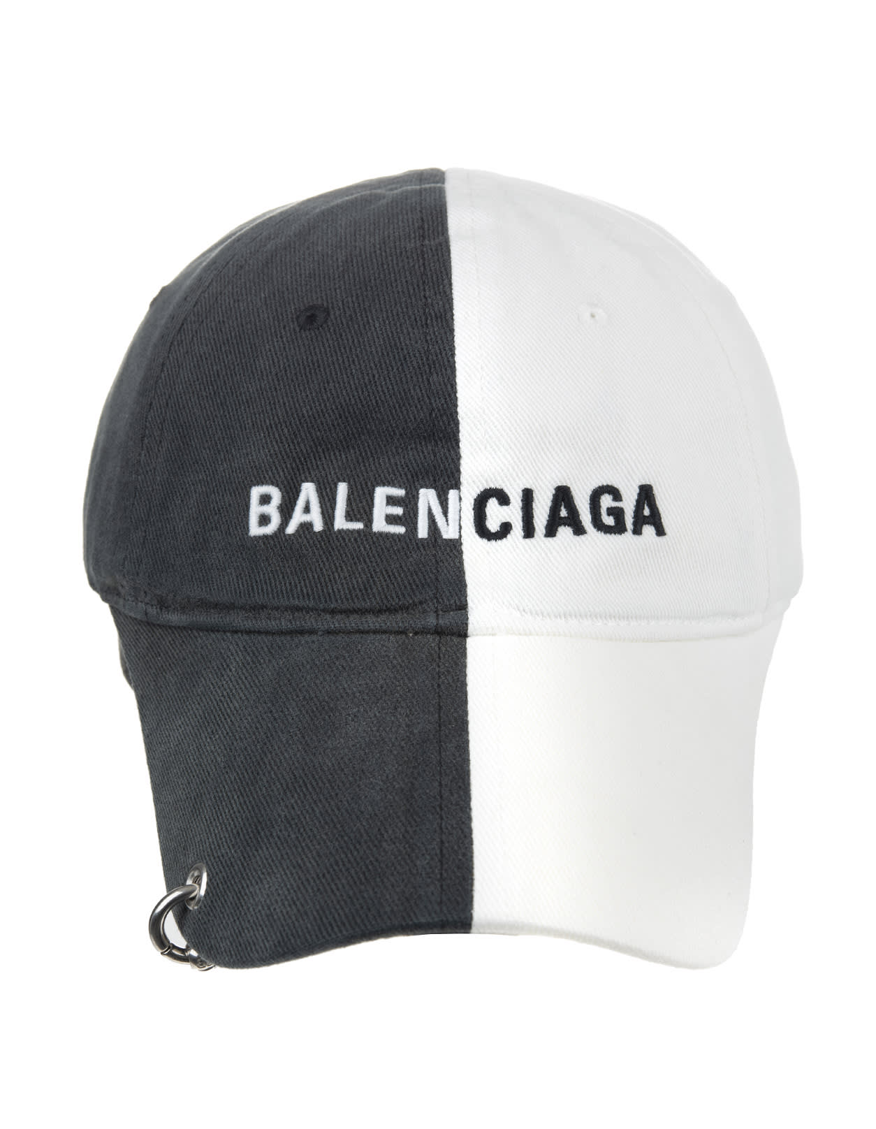 BALENCIAGA WOMAN BLACK AND WHITE 50/50 BASEBALL CAP,656455-310B2 1077