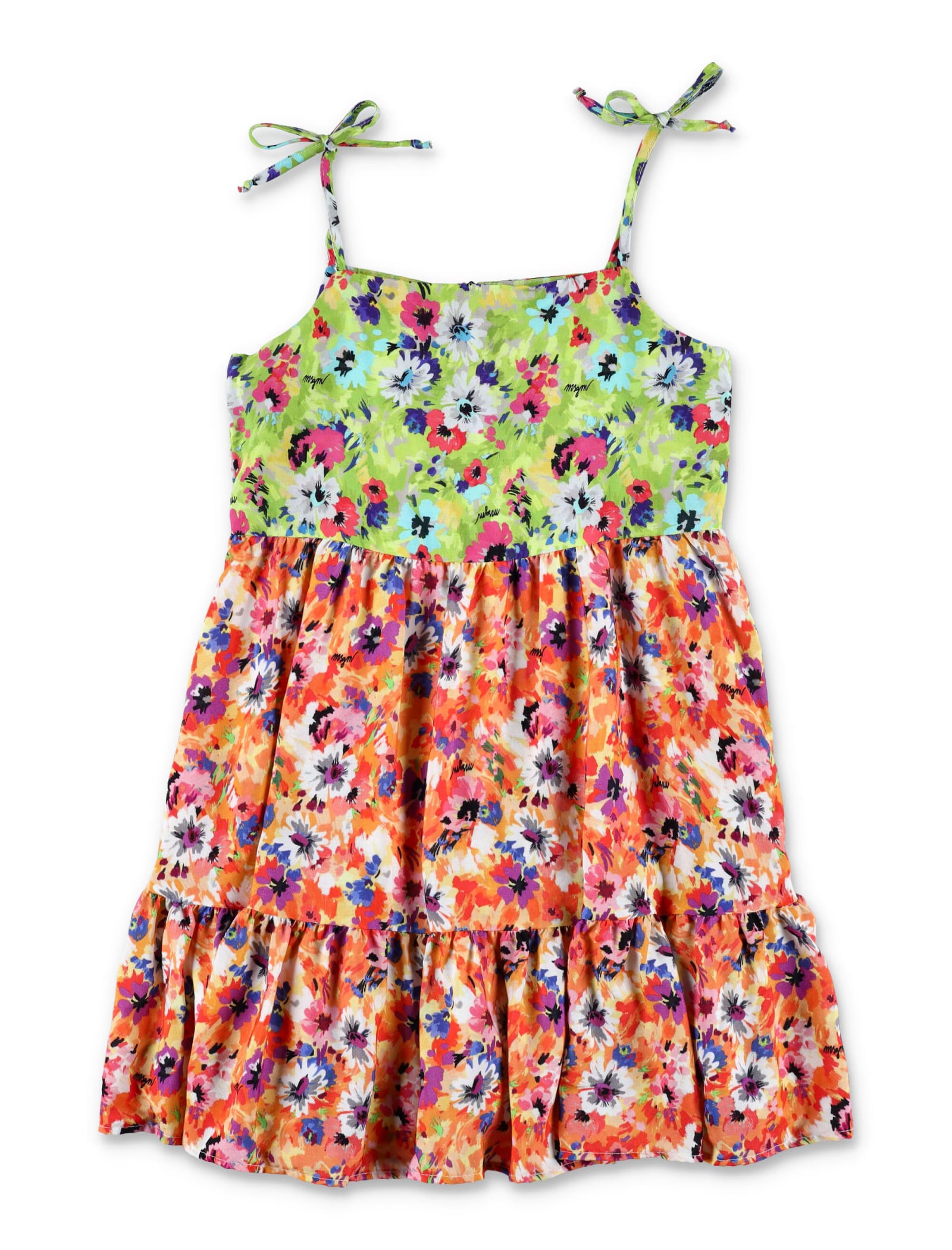 MSGM FLORAL DRESS WITH THIN STRAPS