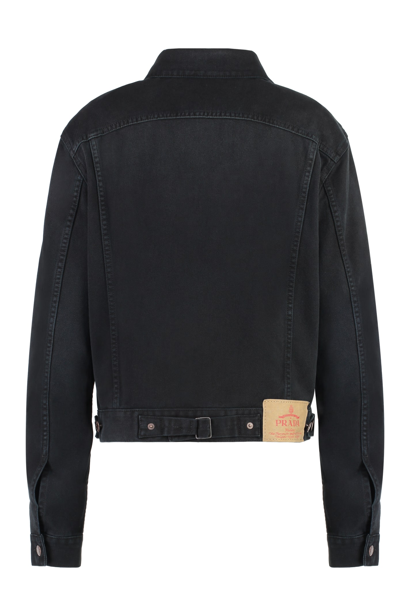 Shop Prada Denim Jacket In Black