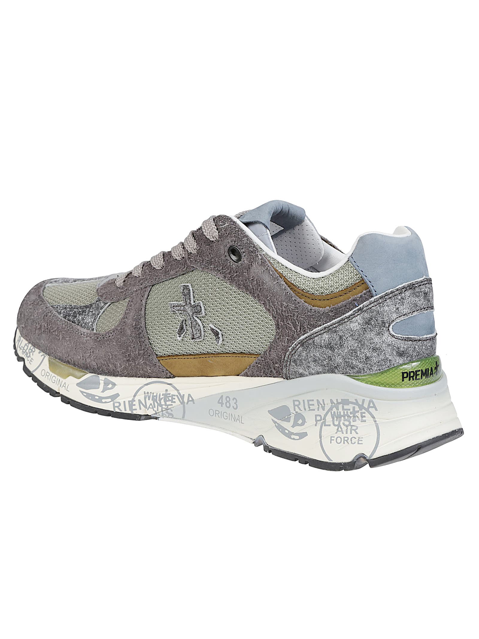 Premiata Suede-panel Lace-up Sneakers In Gray