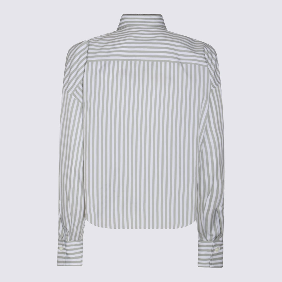 Brunello Cucinelli Oversized Embellished Striped Cotton-gauze Shirt In Blue